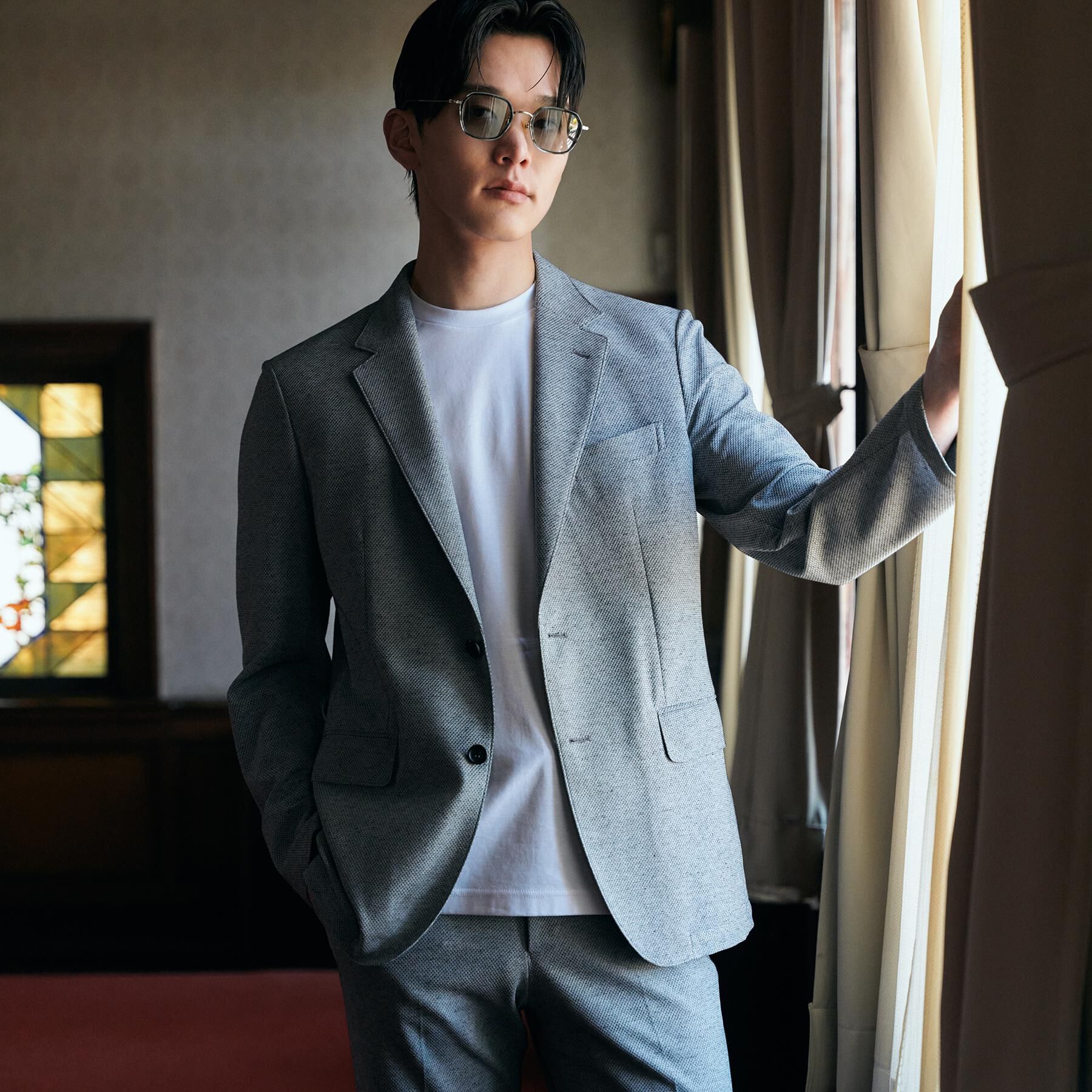 TAKEO KIKUCHI「【抗菌防臭】CALCULO（R）ジャージ ジャケット」|テーラードジャケット|グレー(012)