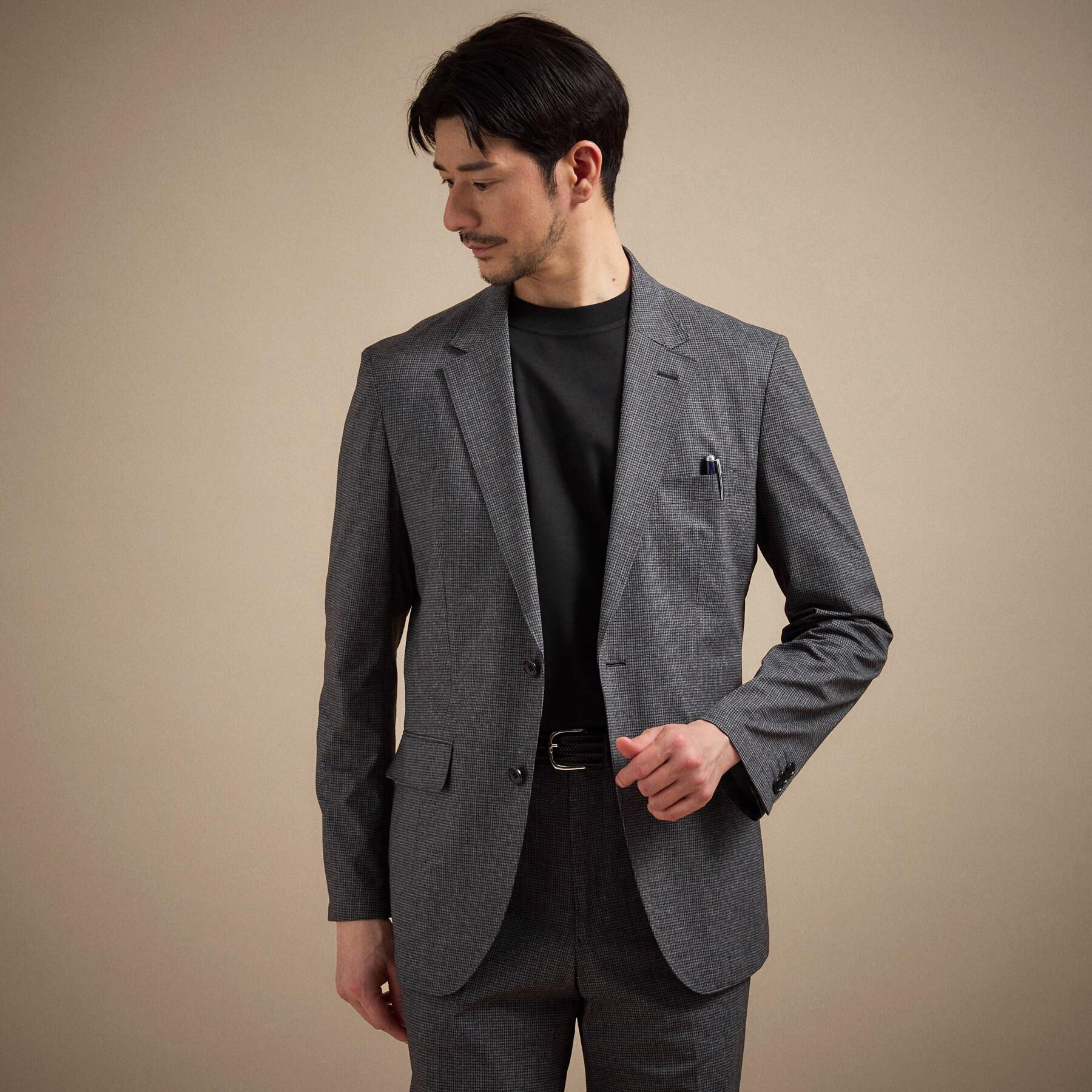 TAKEO KIKUCHI「ドットジャージ 千鳥プリント ジャケット」|テーラードジャケット|チャコールグレー(4