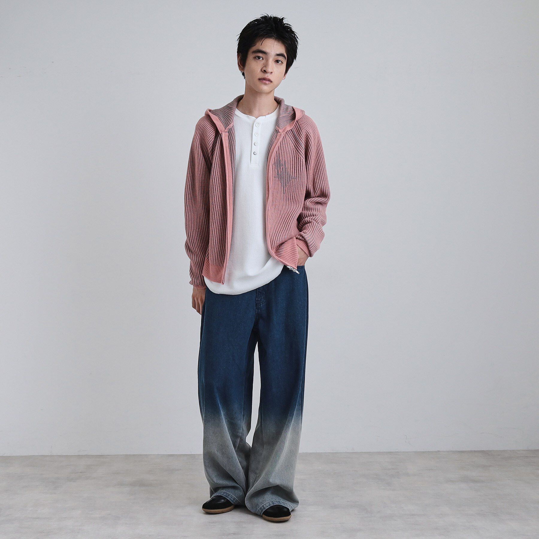 tk.TAKEO KIKUCHI「プレーティングブライトモチーフジップパーカー」|ニット・セーター|