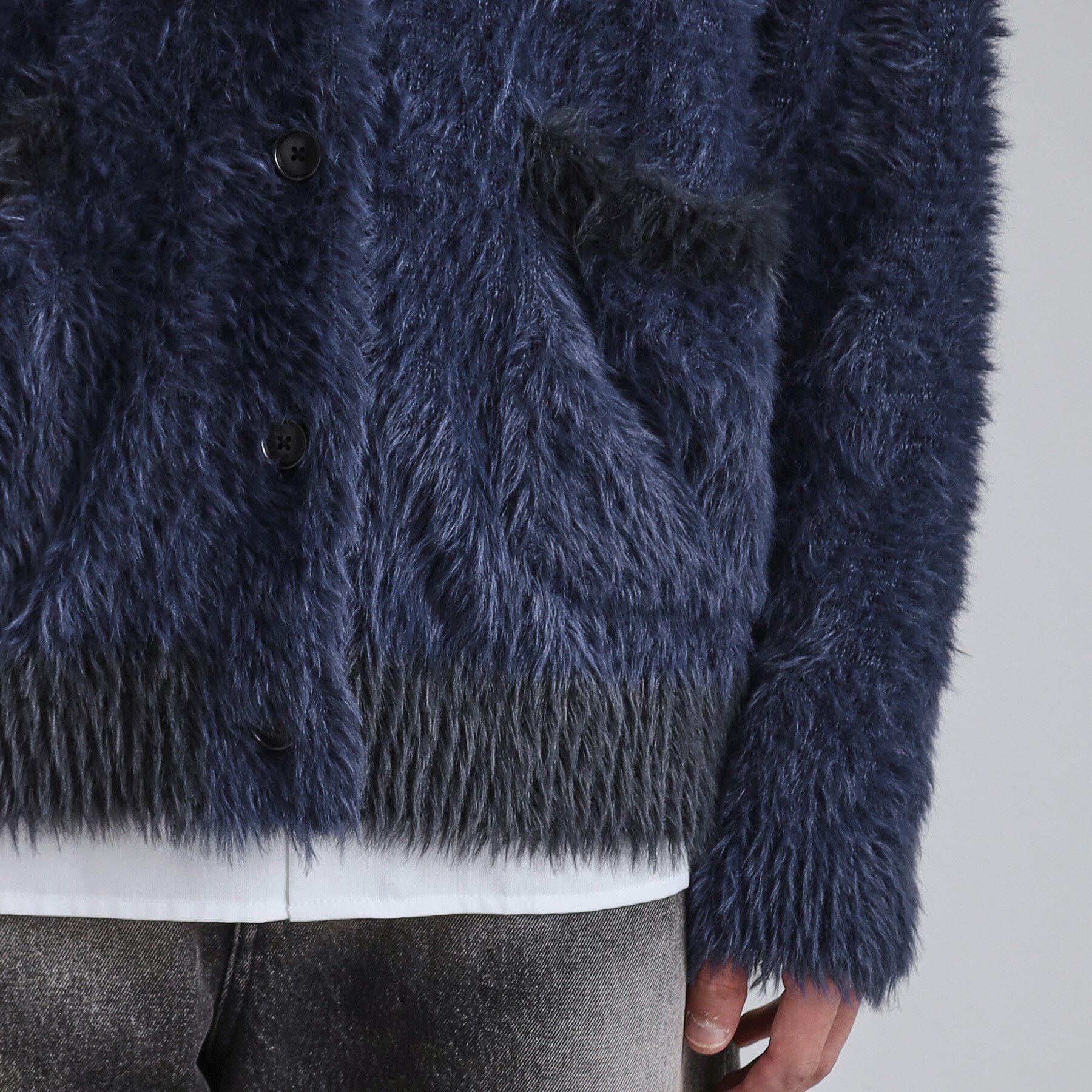 tk.TAKEO KIKUCHI「バイカラーフェザーニットカーディガン」|カーディガン|