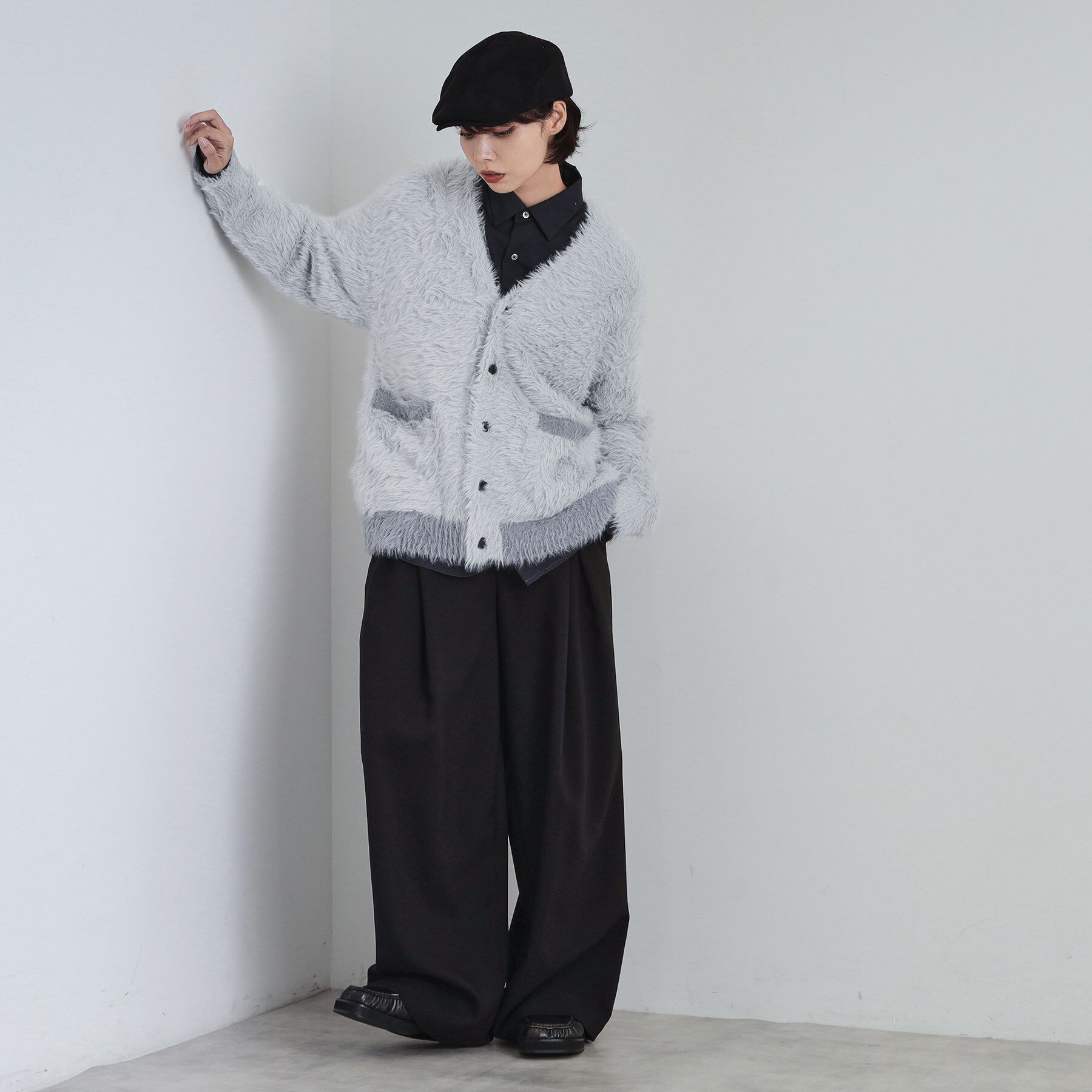 tk.TAKEO KIKUCHI「バイカラーフェザーニットカーディガン」|カーディガン|