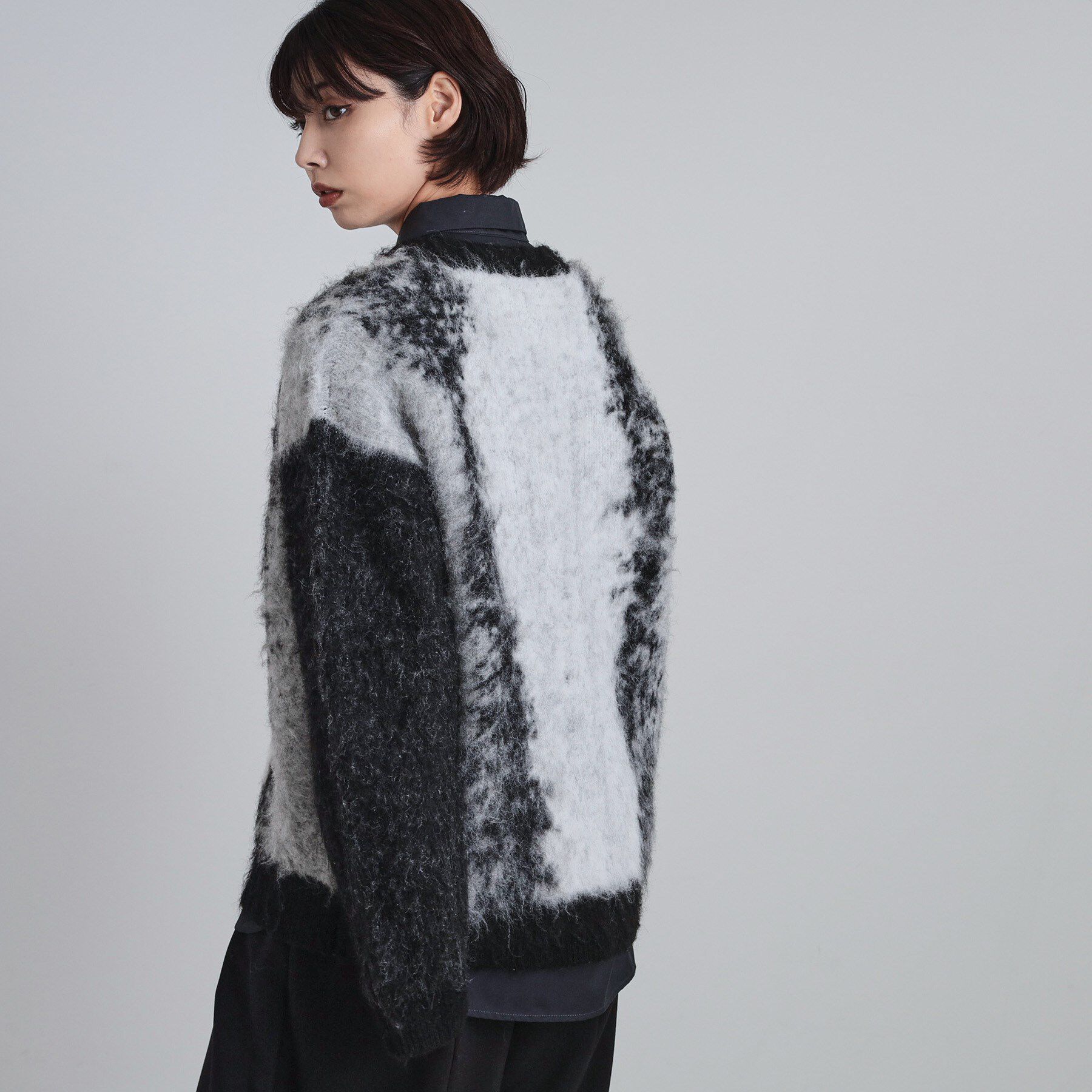 tk.TAKEO KIKUCHI「ボールドストライプシャギーニットVカーディガン」|カーディガン|