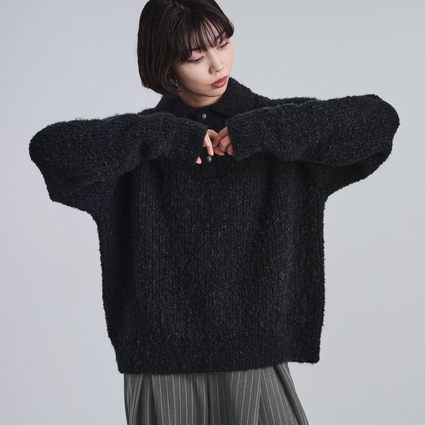 tk.TAKEO KIKUCHI「ブークレニットポロシャツ」|ニット・セーター|