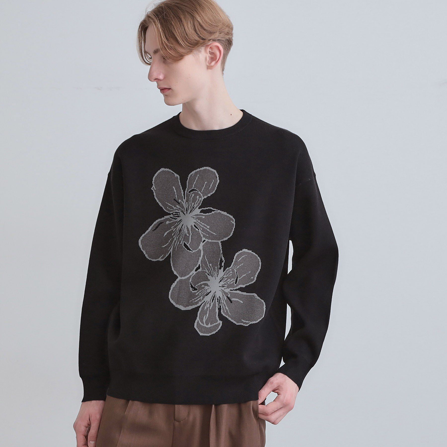 tk.TAKEO KIKUCHI「フラワーニットプルオーバー」|ニット・セーター|ブラック(019)