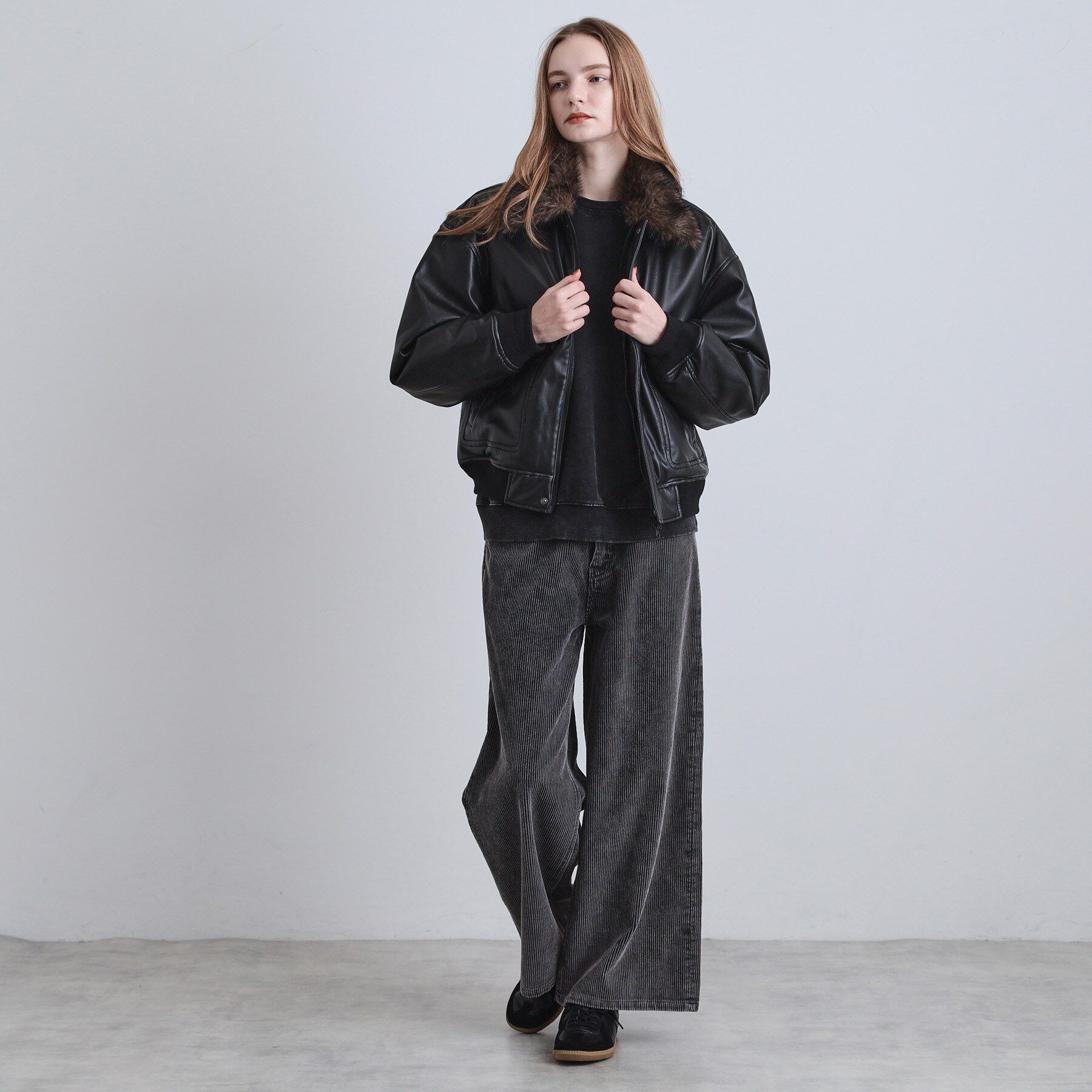 tk.TAKEO KIKUCHI「ヴィンテージライク衿フェイクファーブルゾン」|ブルゾン・スタジャン|