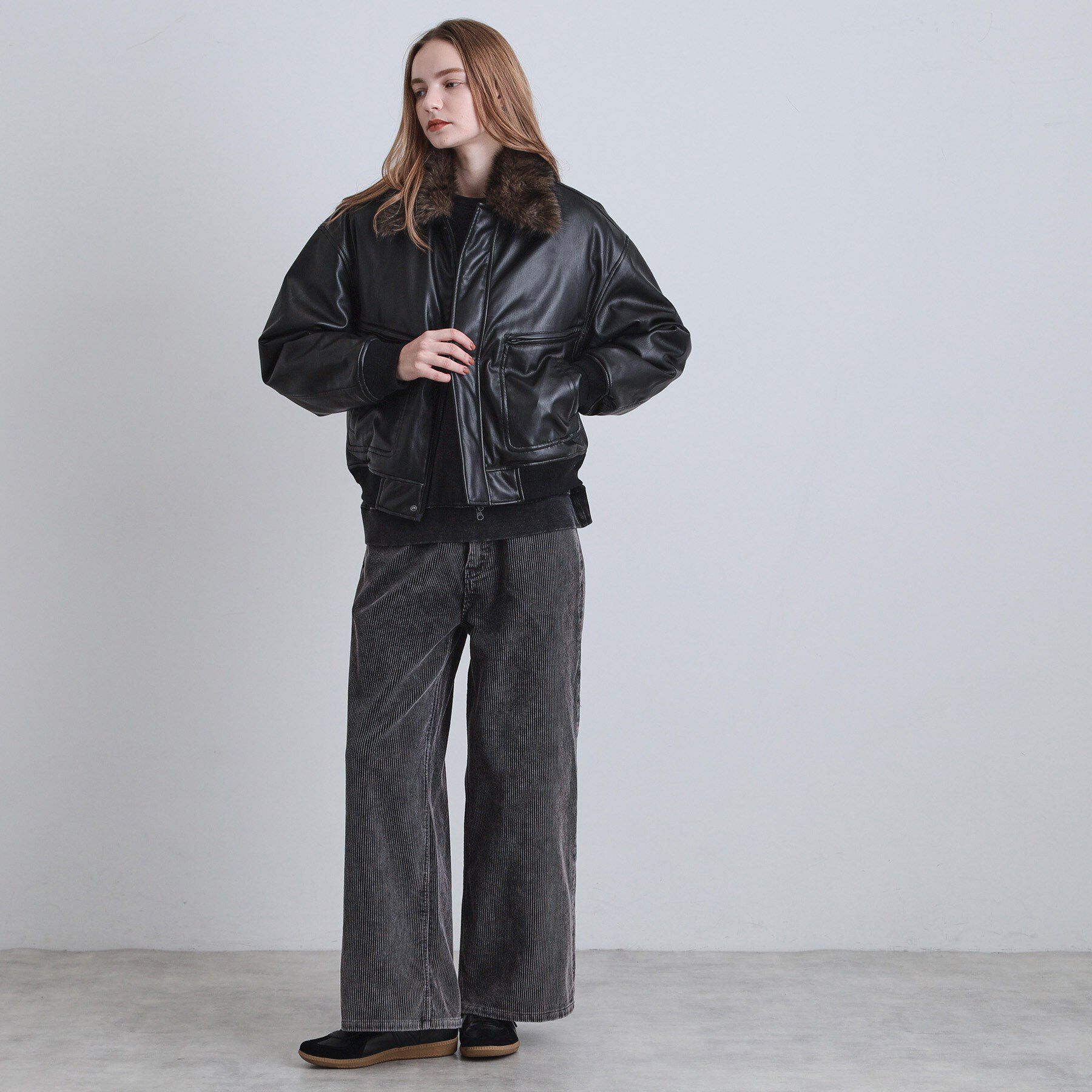 tk.TAKEO KIKUCHI「ヴィンテージライク衿フェイクファーブルゾン」|ブルゾン・スタジャン|