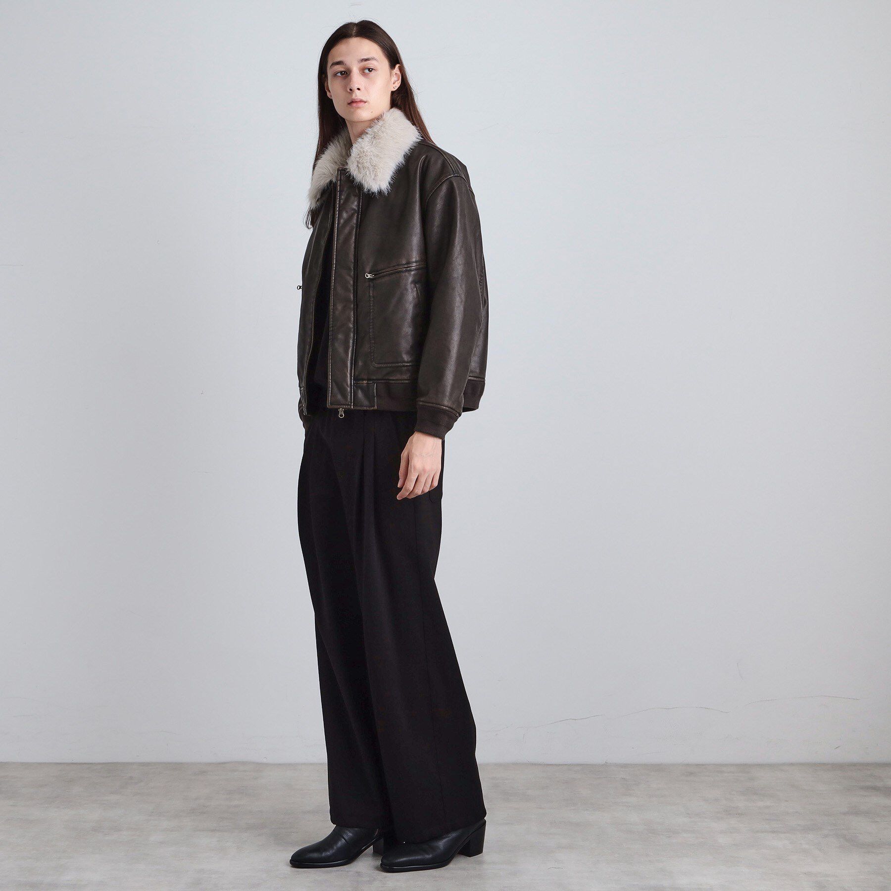 tk.TAKEO KIKUCHI「ヴィンテージライク衿フェイクファーブルゾン」|ブルゾン・スタジャン|