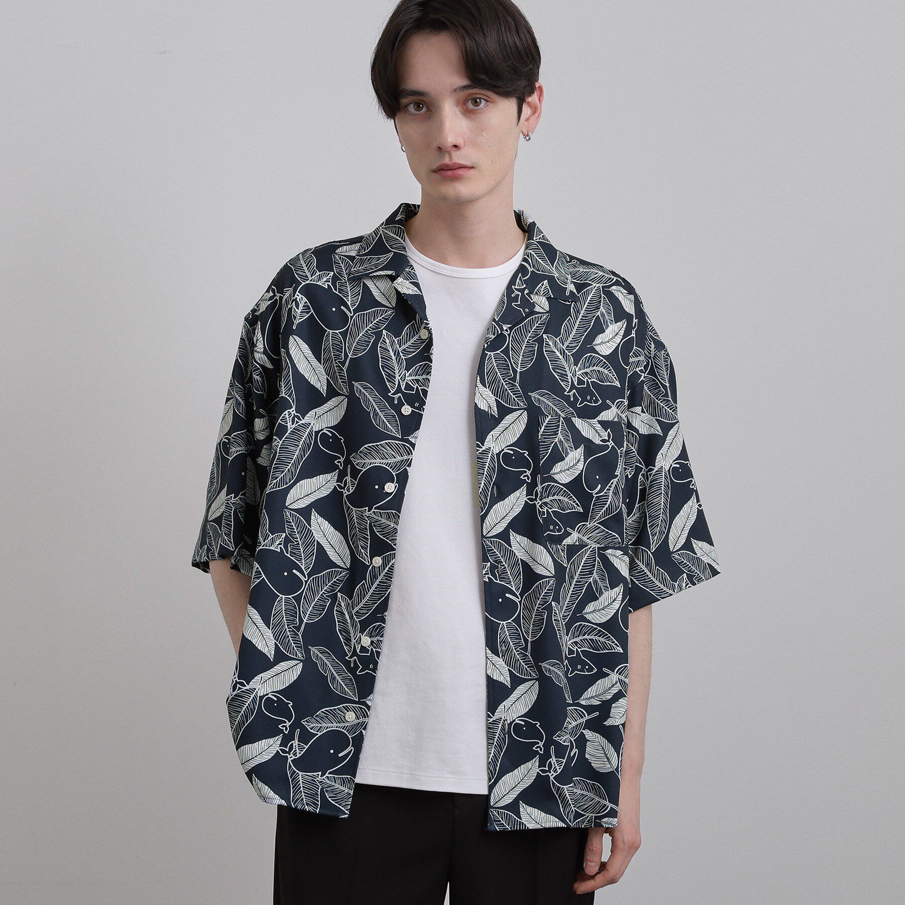 tk.TAKEO KIKUCHI「梨地クジラシャツ」|シャツ・ブラウス|ネイビー(094)