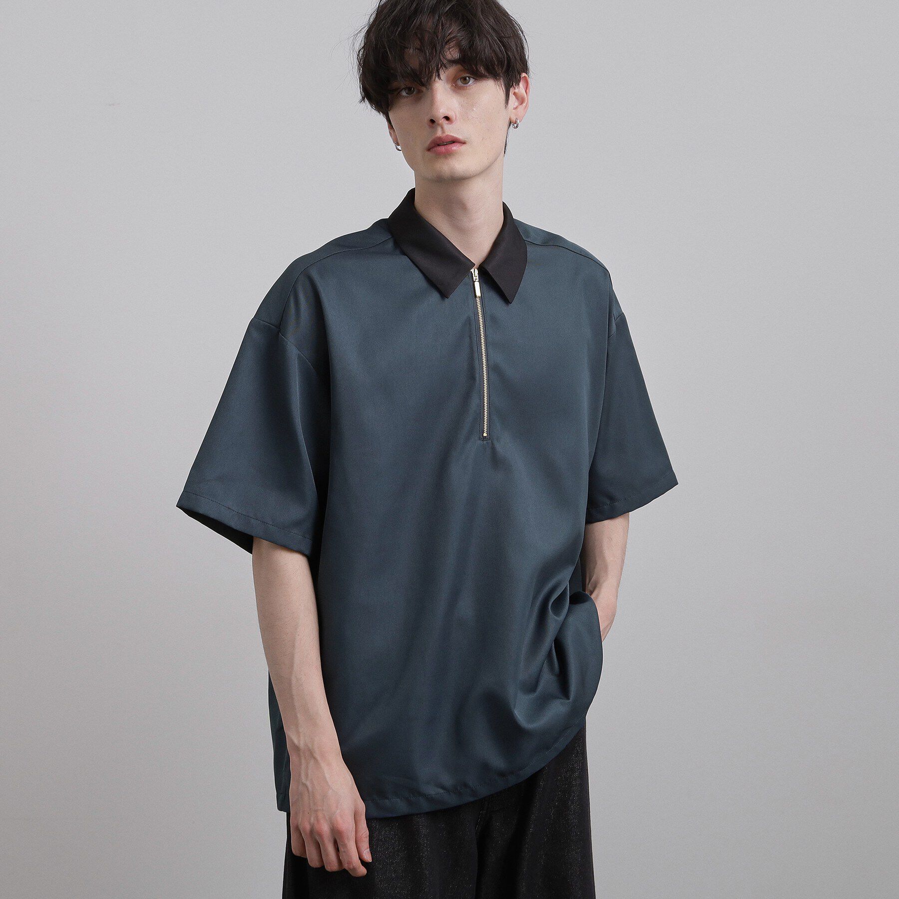 tk.TAKEO KIKUCHI「配色ハーフジップシャツ」|シャツ・ブラウス|ブルー(093)