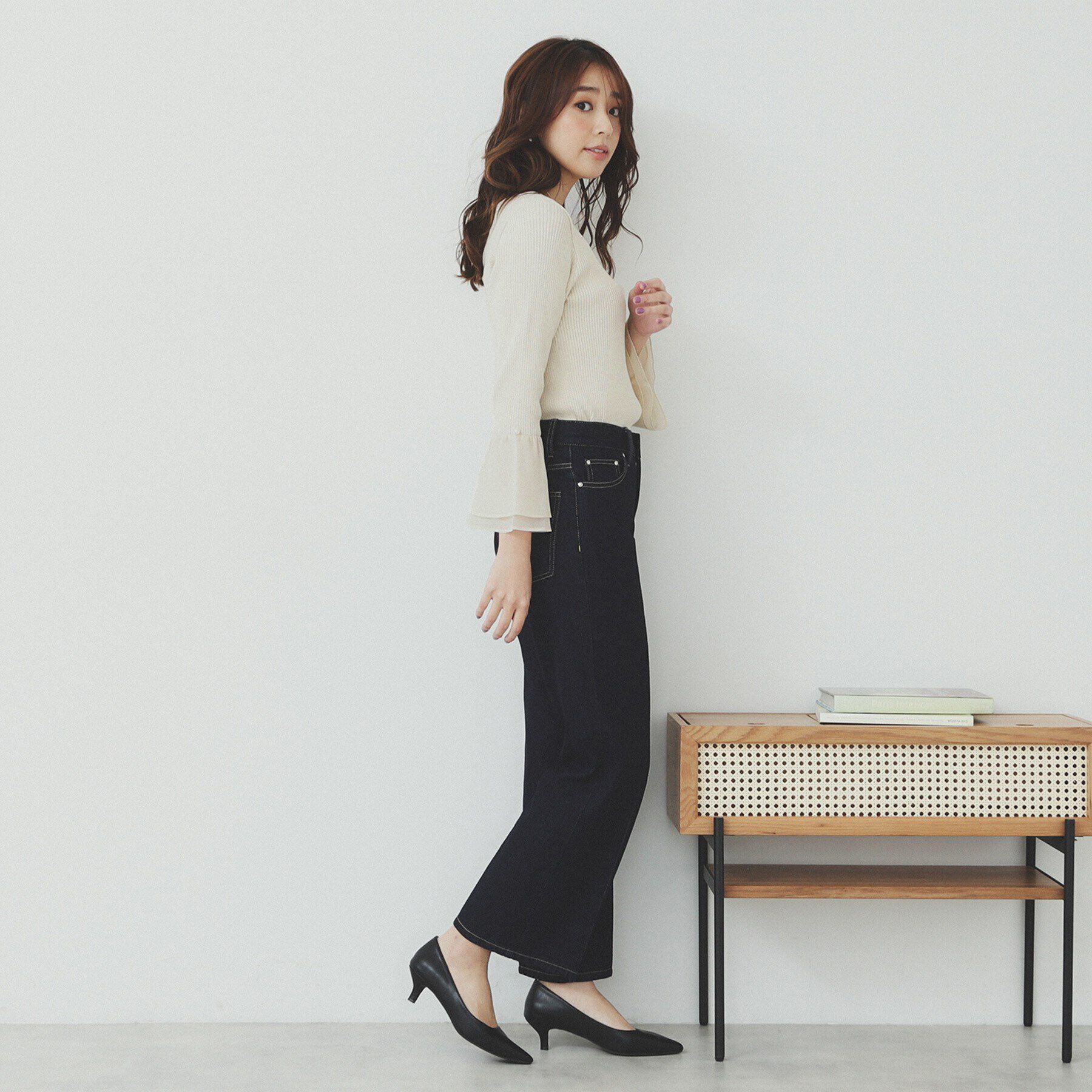 index「フレアスリーブリブニット【洗濯機洗い可】」|ニット・セーター|