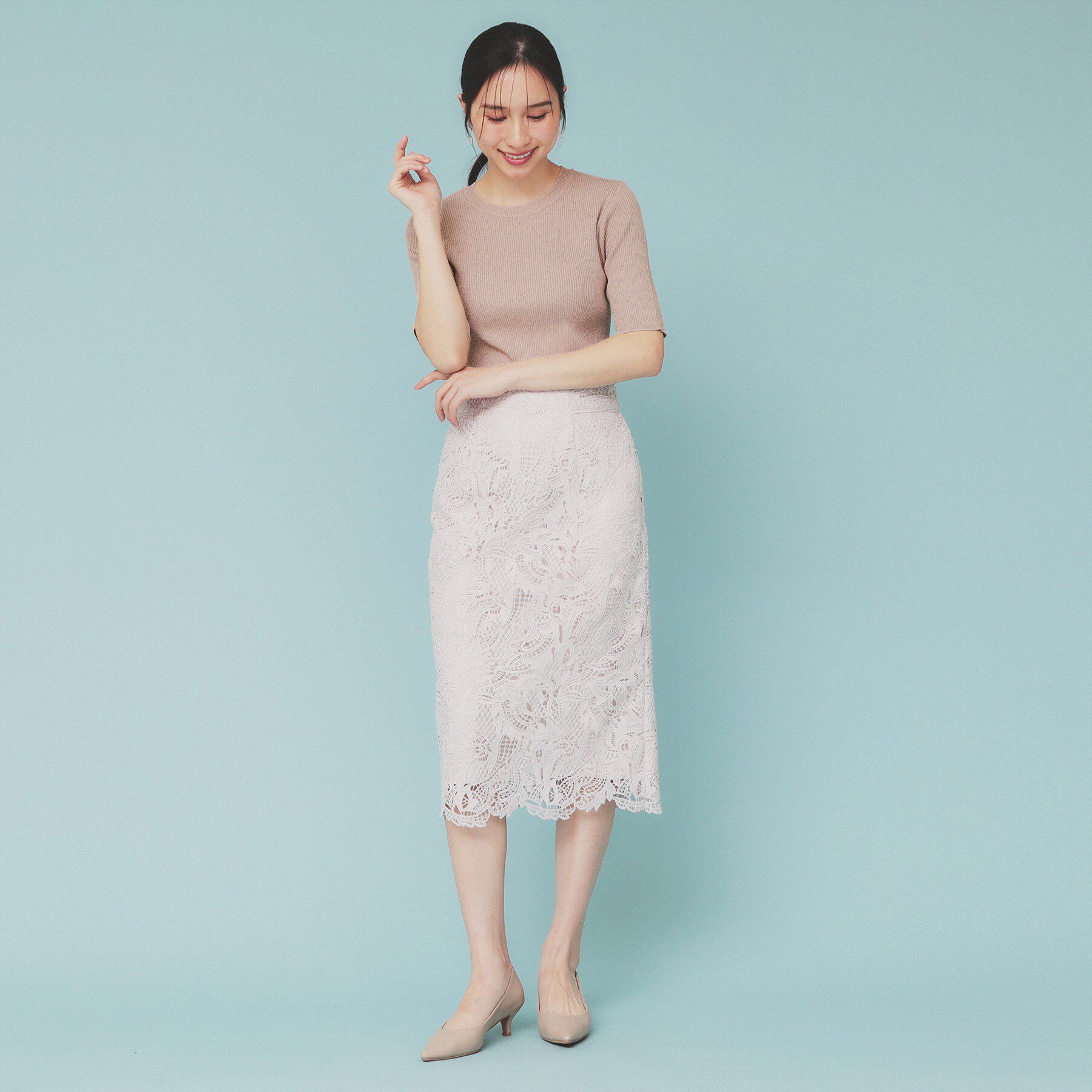 index「《ツインセット》アシメチュールキャミ&times;ラメリブニット【洗濯機洗い可】」|ニット・セーター|