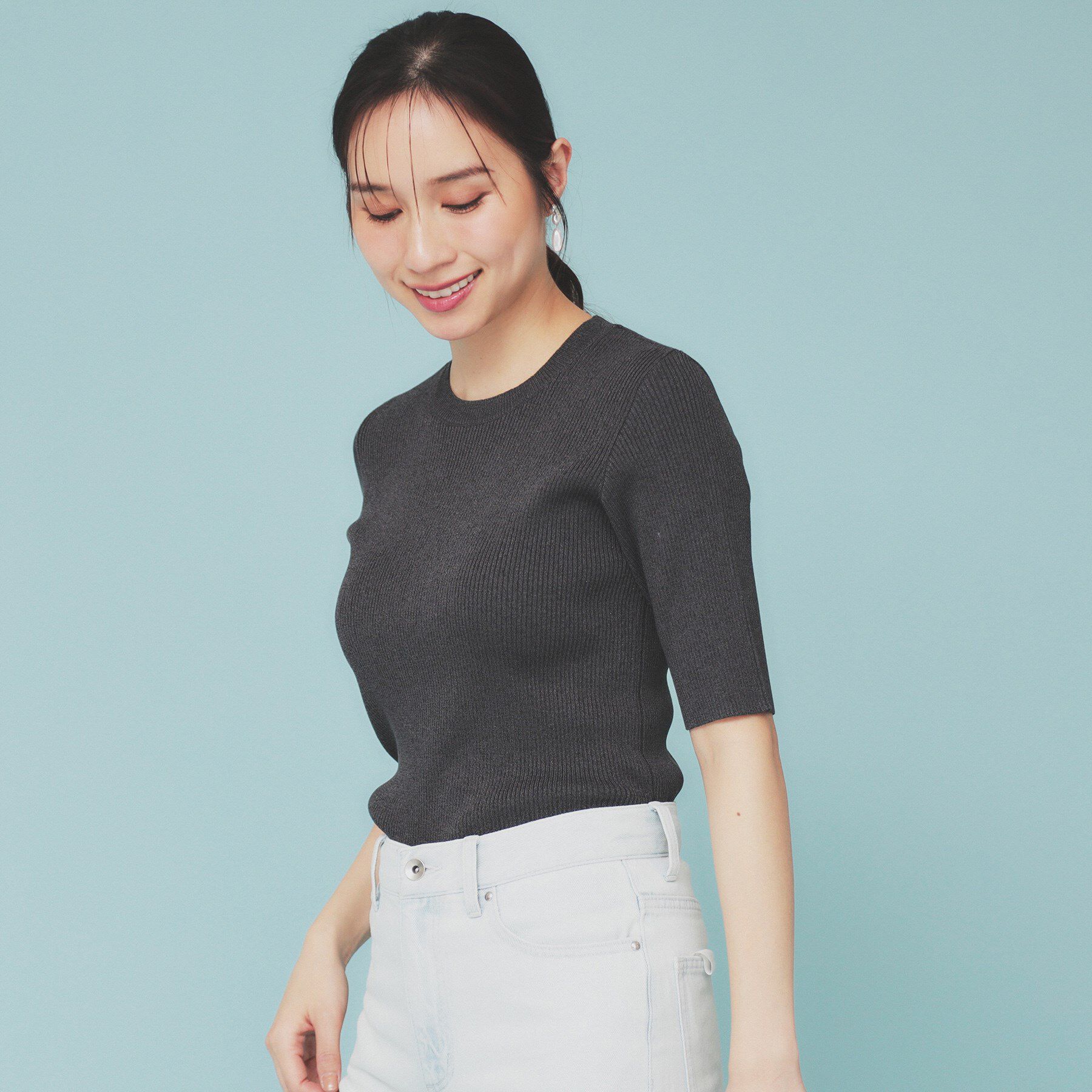 index「《ツインセット》アシメチュールキャミ&times;ラメリブニット【洗濯機洗い可】」|ニット・セーター|