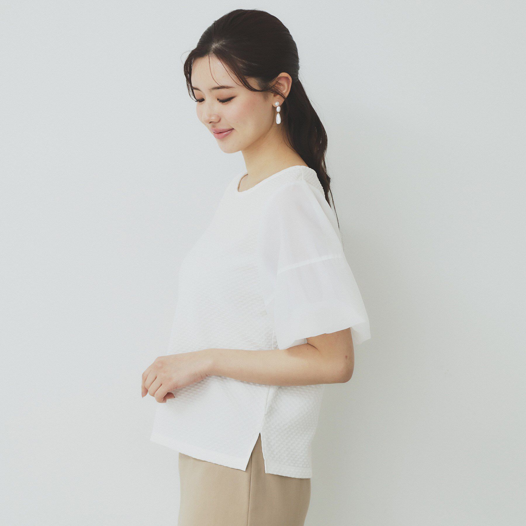 index「シアーバルーンスリーブトップス【洗濯機洗い可】」|Tシャツ・カットソー|