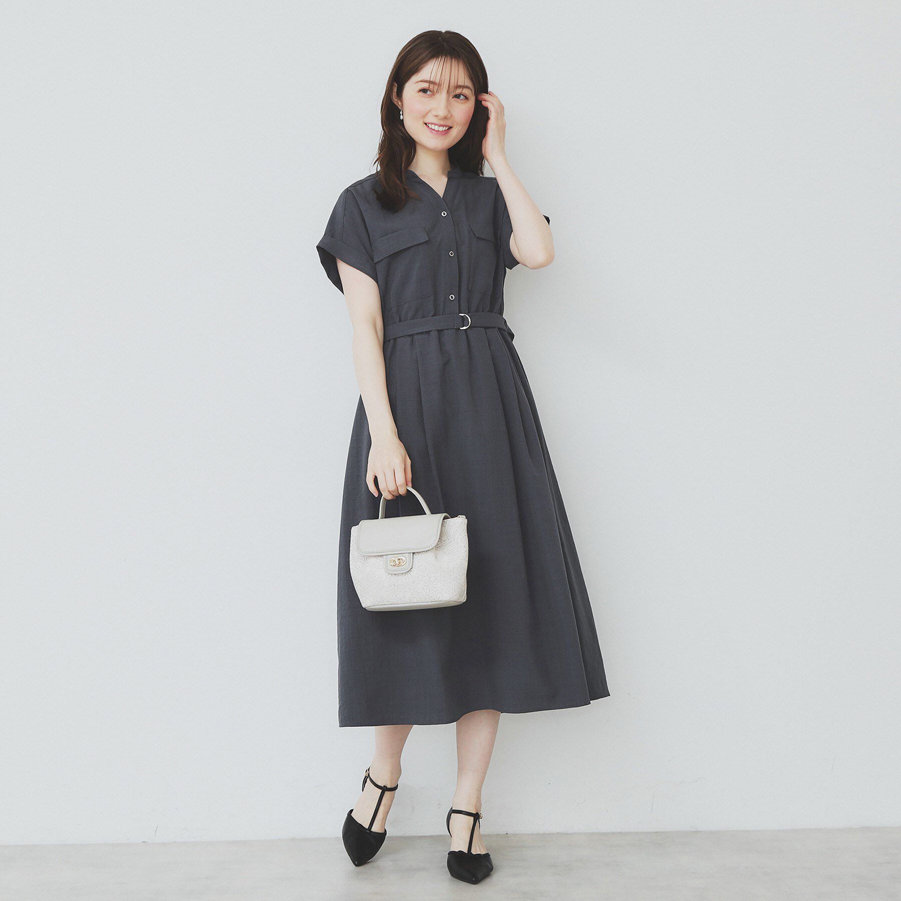 index「《7色展開/XS-LLサイズ》ダブルポケットスキッパーシャツワンピース【吸水速乾/防シワ/イージーア」|ワンピース|