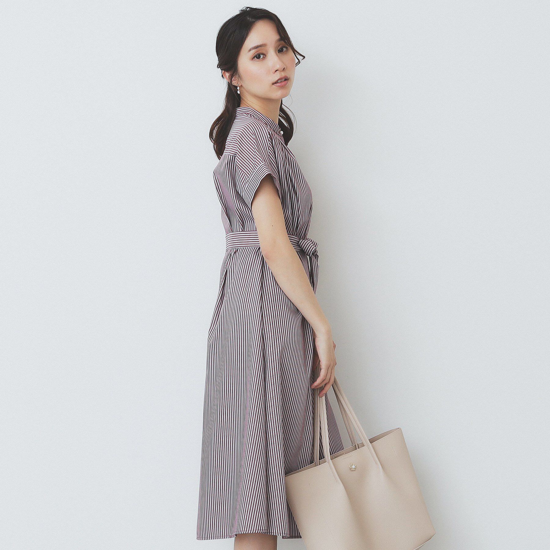 index「《XS-LLサイズ》マルチストライプシャツワンピース【洗濯機洗い可/イージーアイロン/防シワ】」|ワンピース|