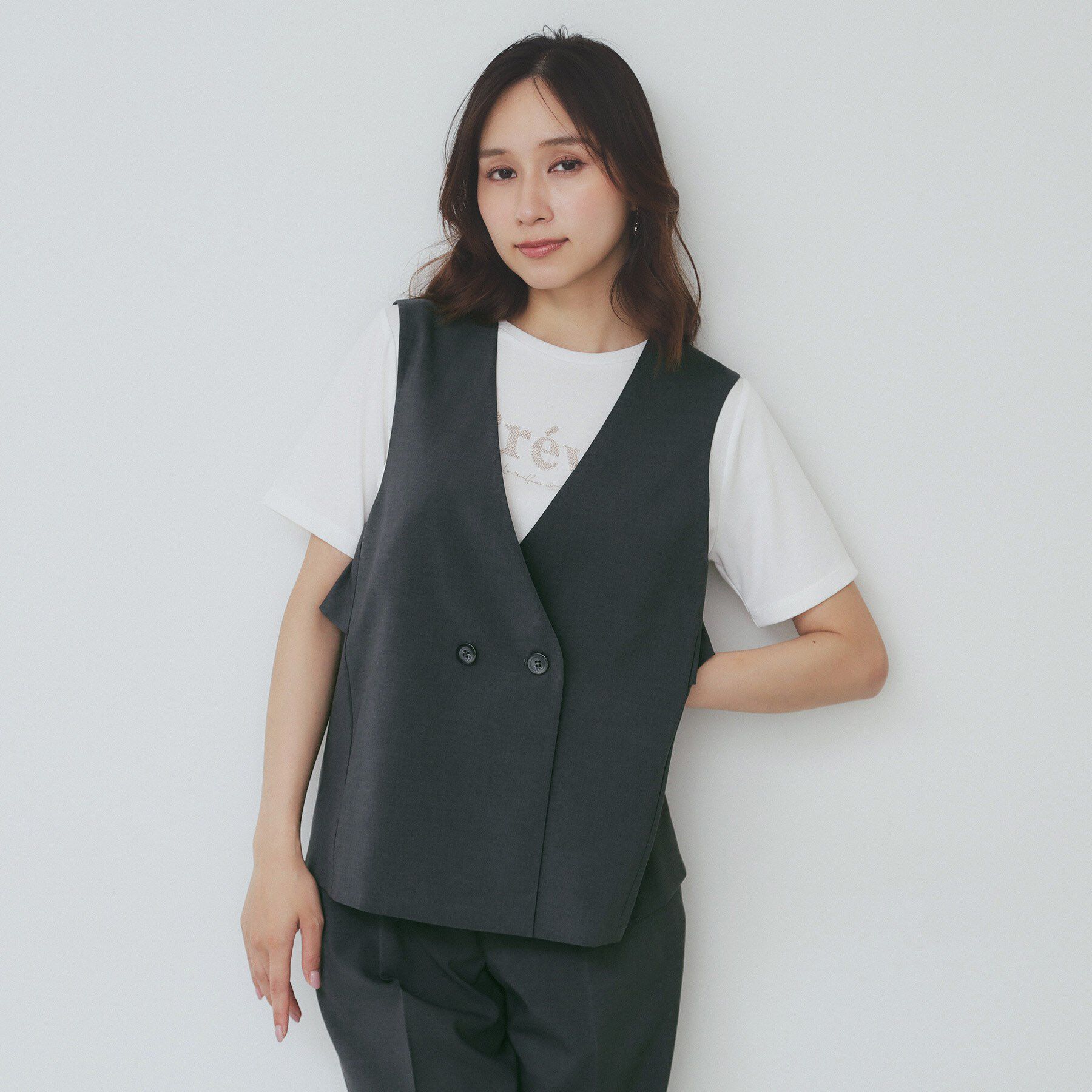 index「バックフリルデザインジレ/セットアップ可【洗濯機洗い可/接触冷感/吸水速乾/ストレッチ】」|ベスト・ジレ|