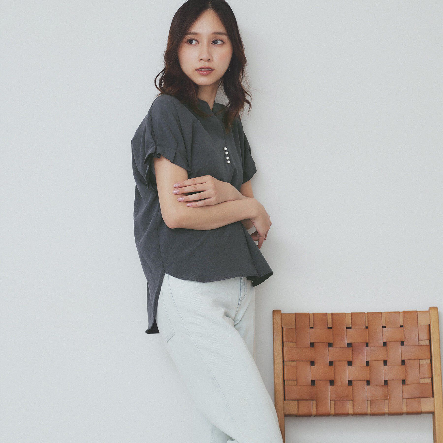 index「《7色展開/XS-LLサイズ》タックスリーブスキッパーブラウス【洗濯機洗い可/吸水速乾/抗ピル/防シ」|シャツ・ブラウス|