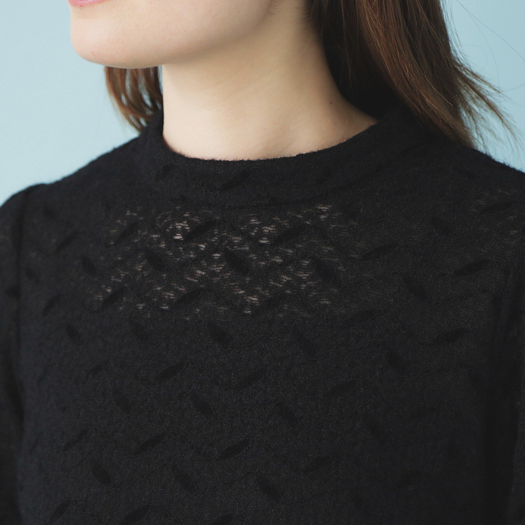 index「フェザーレースハイネックキャンディトップス【洗濯機OK】」|Tシャツ・カットソー|