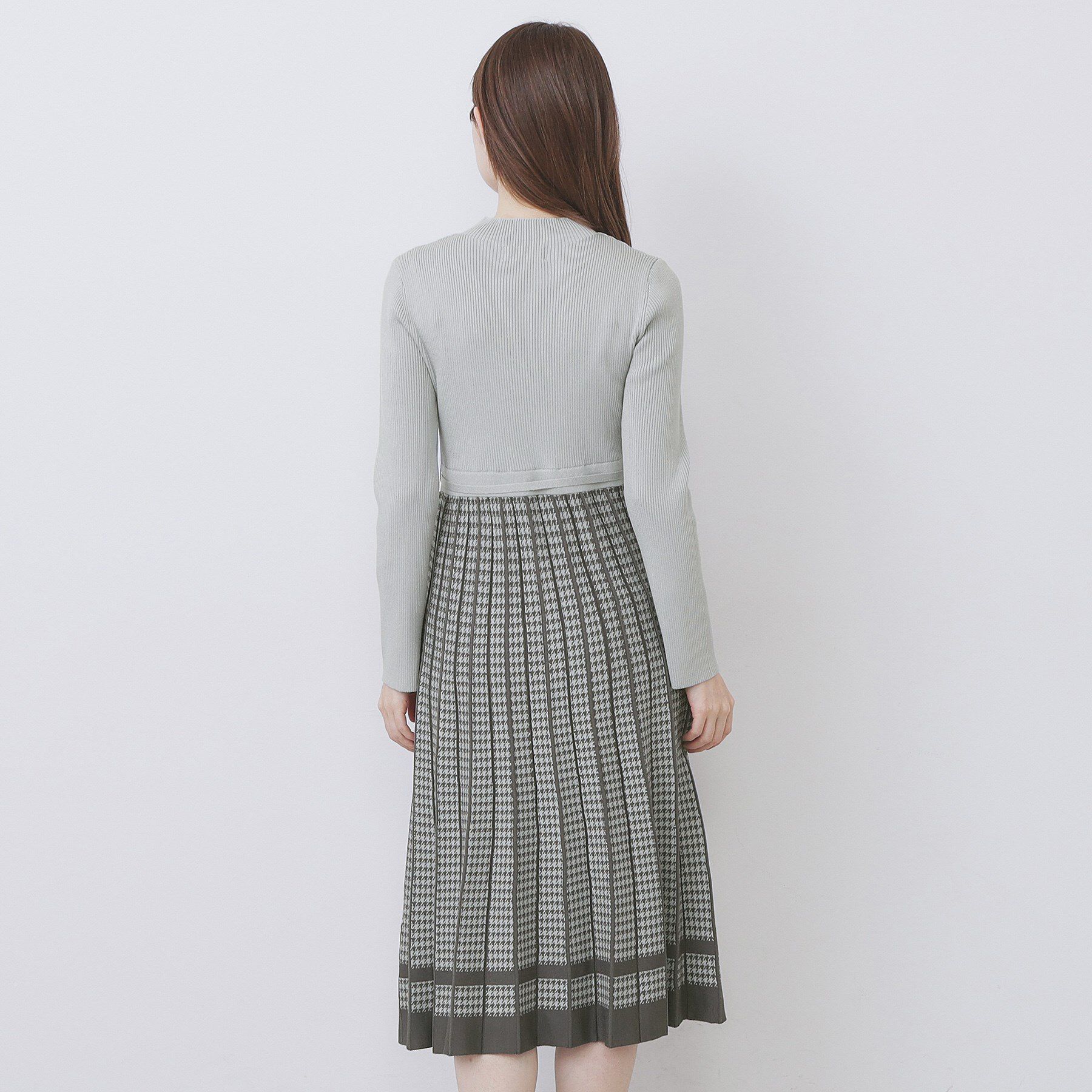 index「千鳥チェックバイカラーニットワンピース【洗濯機OK/抗ピル】」|ワンピース|