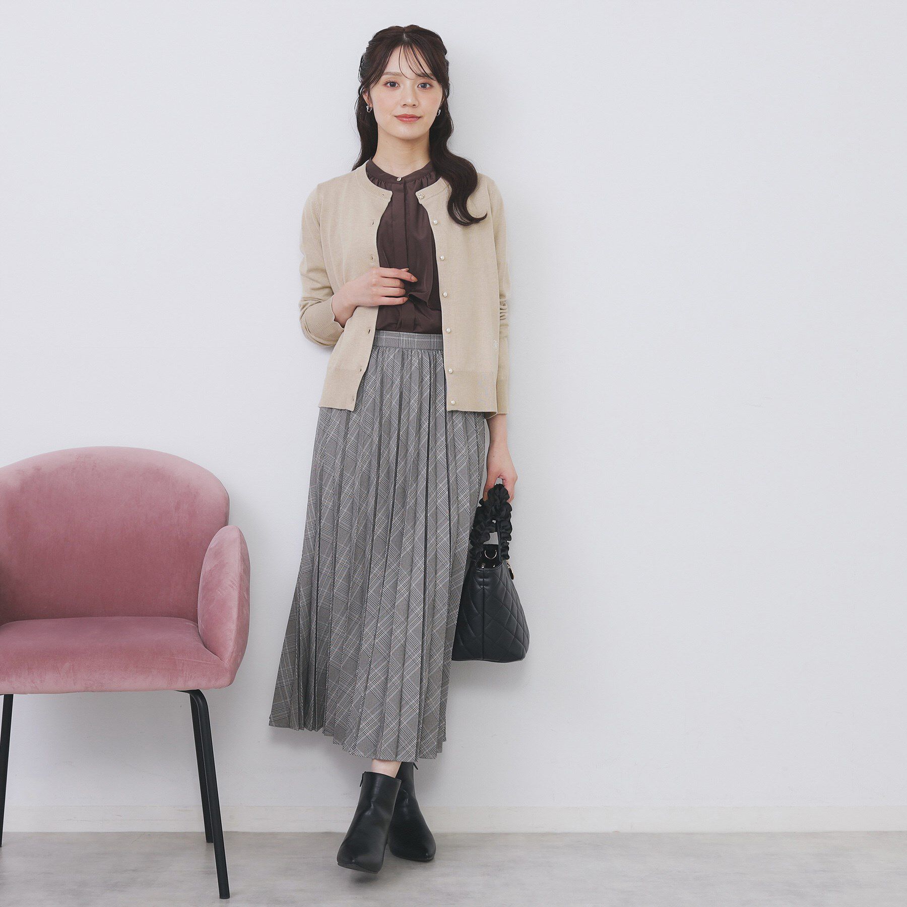 index「ビジュークルーネックカーディガン【洗濯機OK】」|カーディガン|