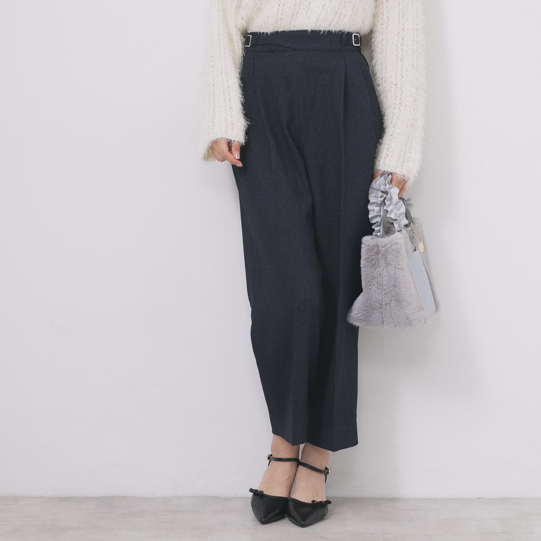 index「カルゼツイードストレッチワイドパンツ【洗濯機OK/防シワ/イージーアイロン/抗ピル】」|その他|