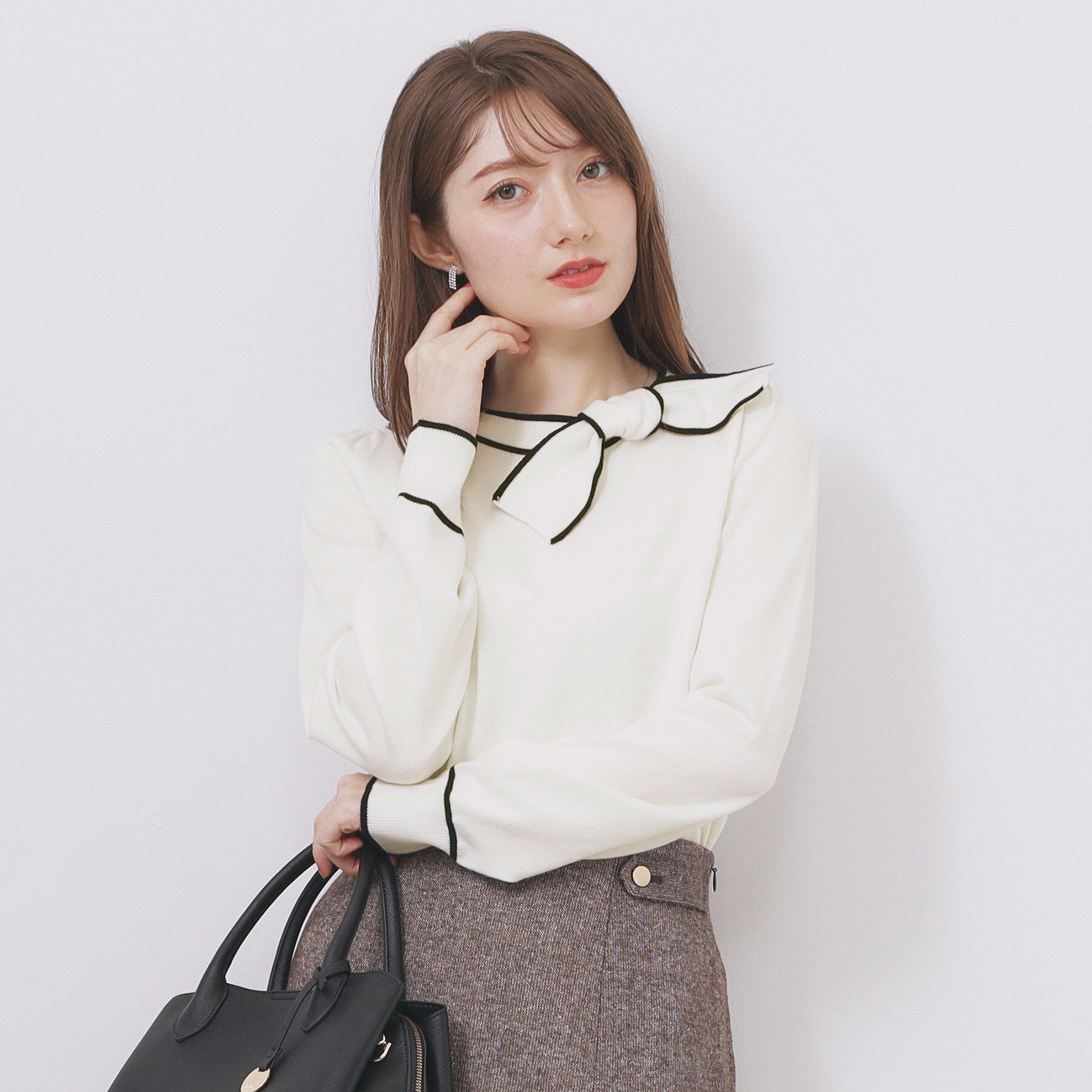 index「サイドリボンバイカラーニット【洗濯機OK】」|ニット・セーター|