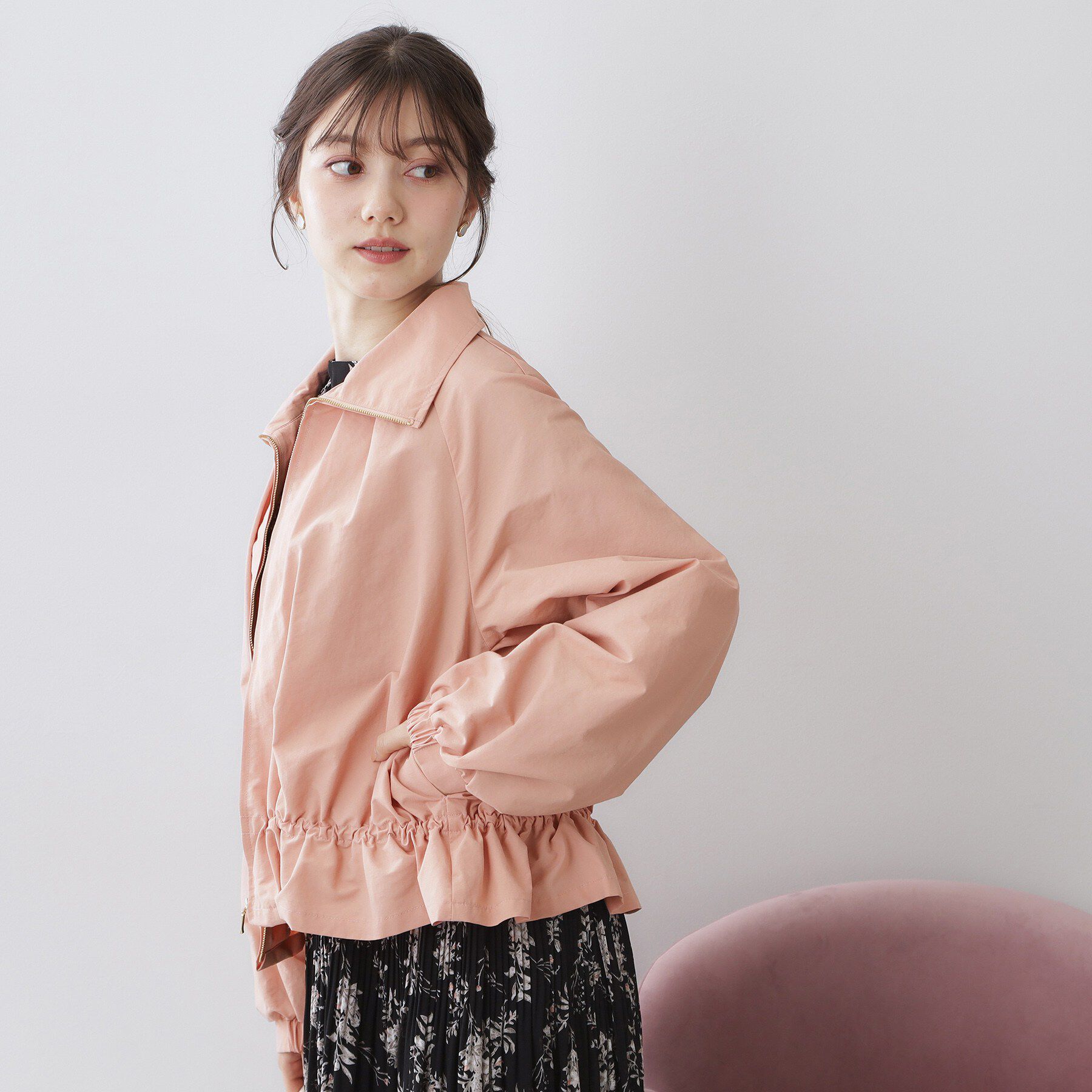 index「スタンドカラーペプラムブルゾン【洗濯機OK】」|ブルゾン・スタジャン|