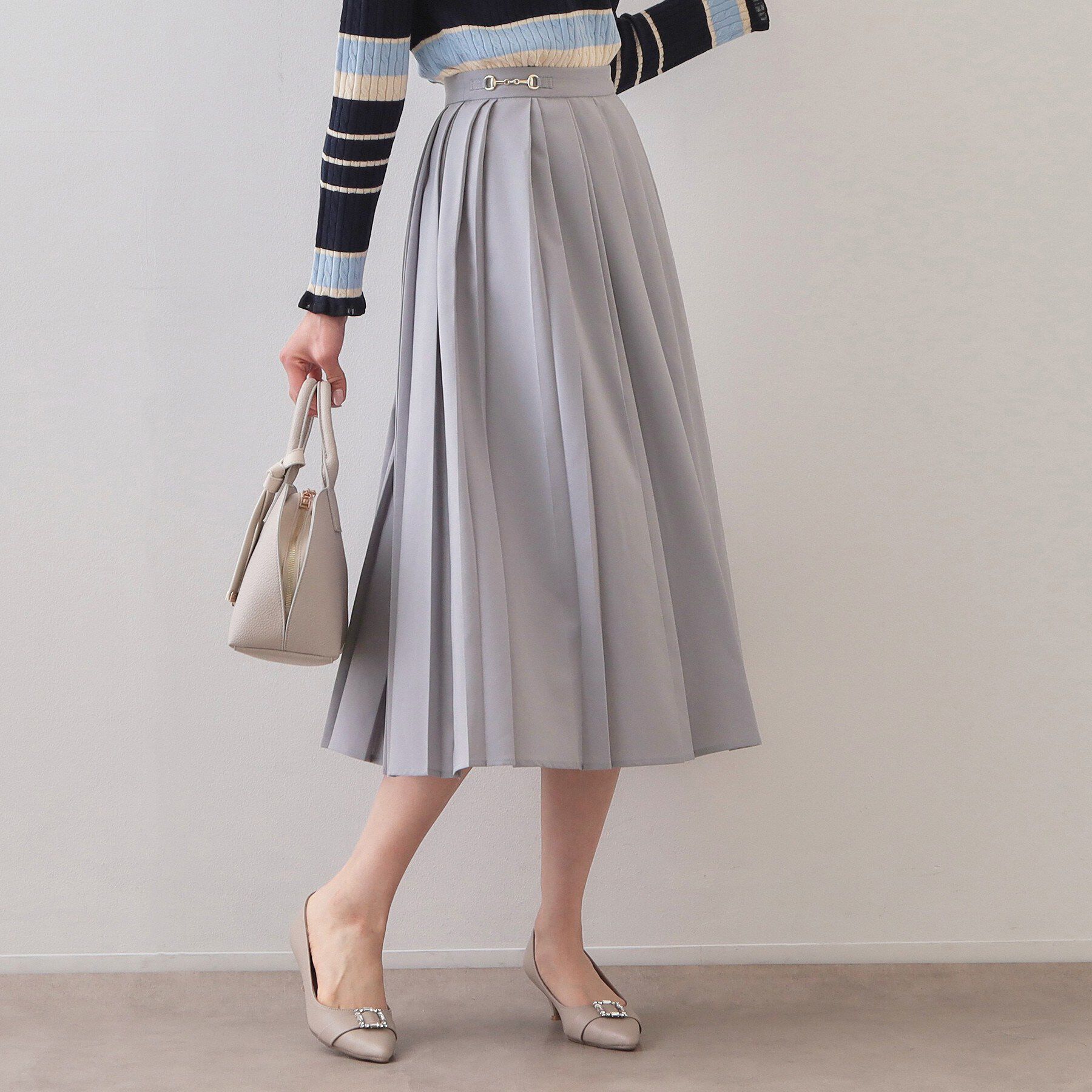 index「ビット付きダブルプリーツスカート【洗濯機OK/イージーアイロン】」|スカート|