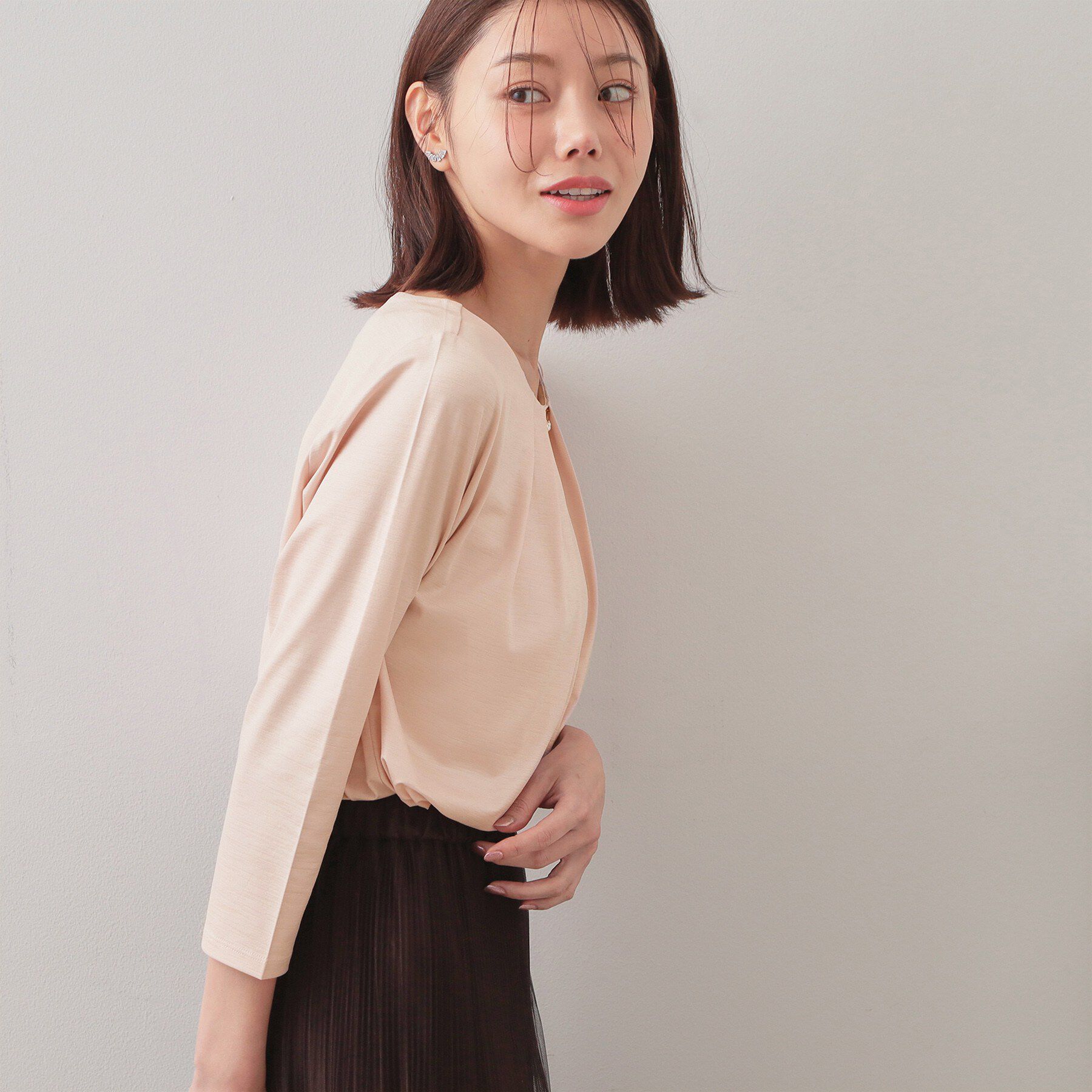 index「タックビジュー7分袖トップス【洗濯機可】」|Tシャツ・カットソー|