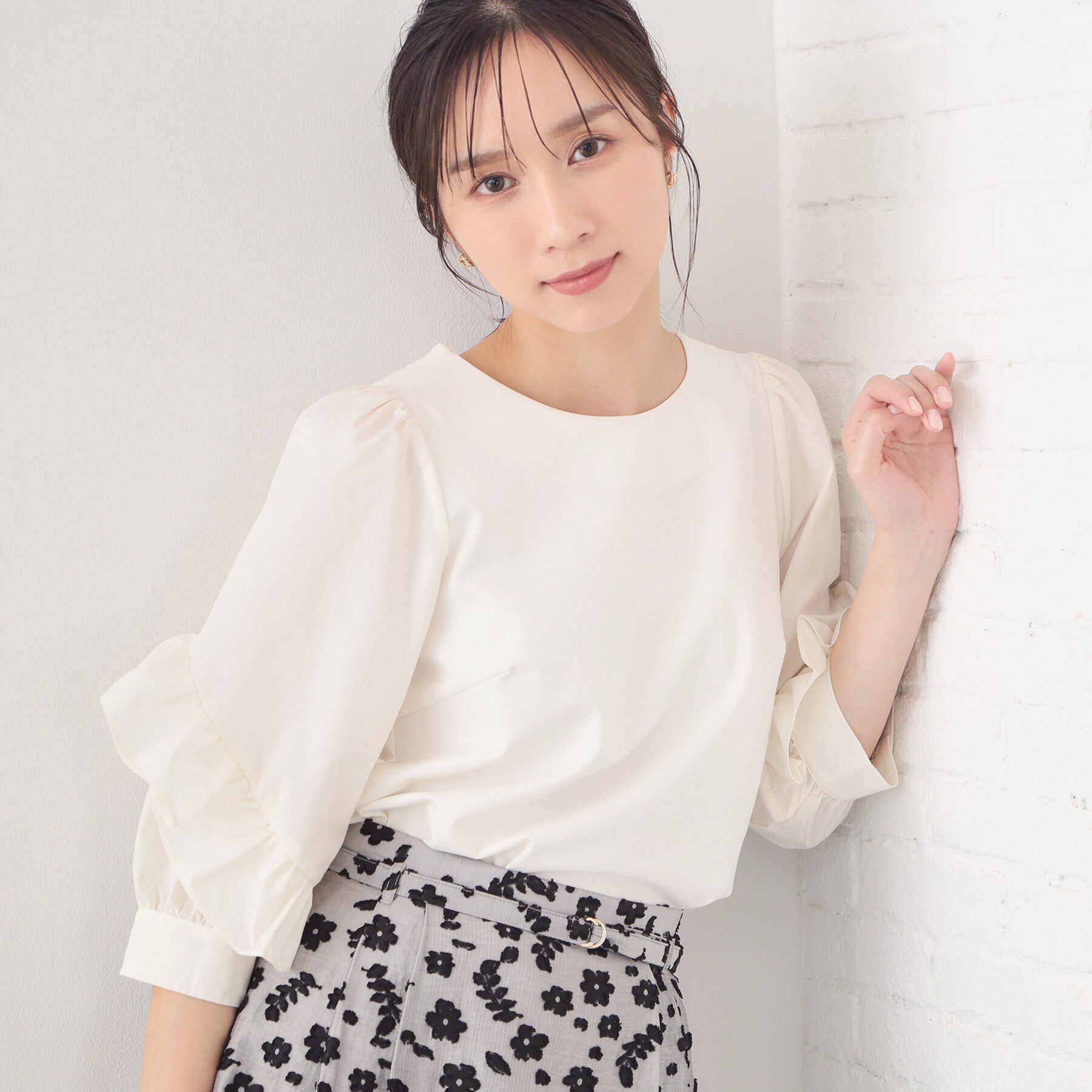 index「フリルスリーブドッキングポンチトップス【洗濯機OK】」|Tシャツ・カットソー|