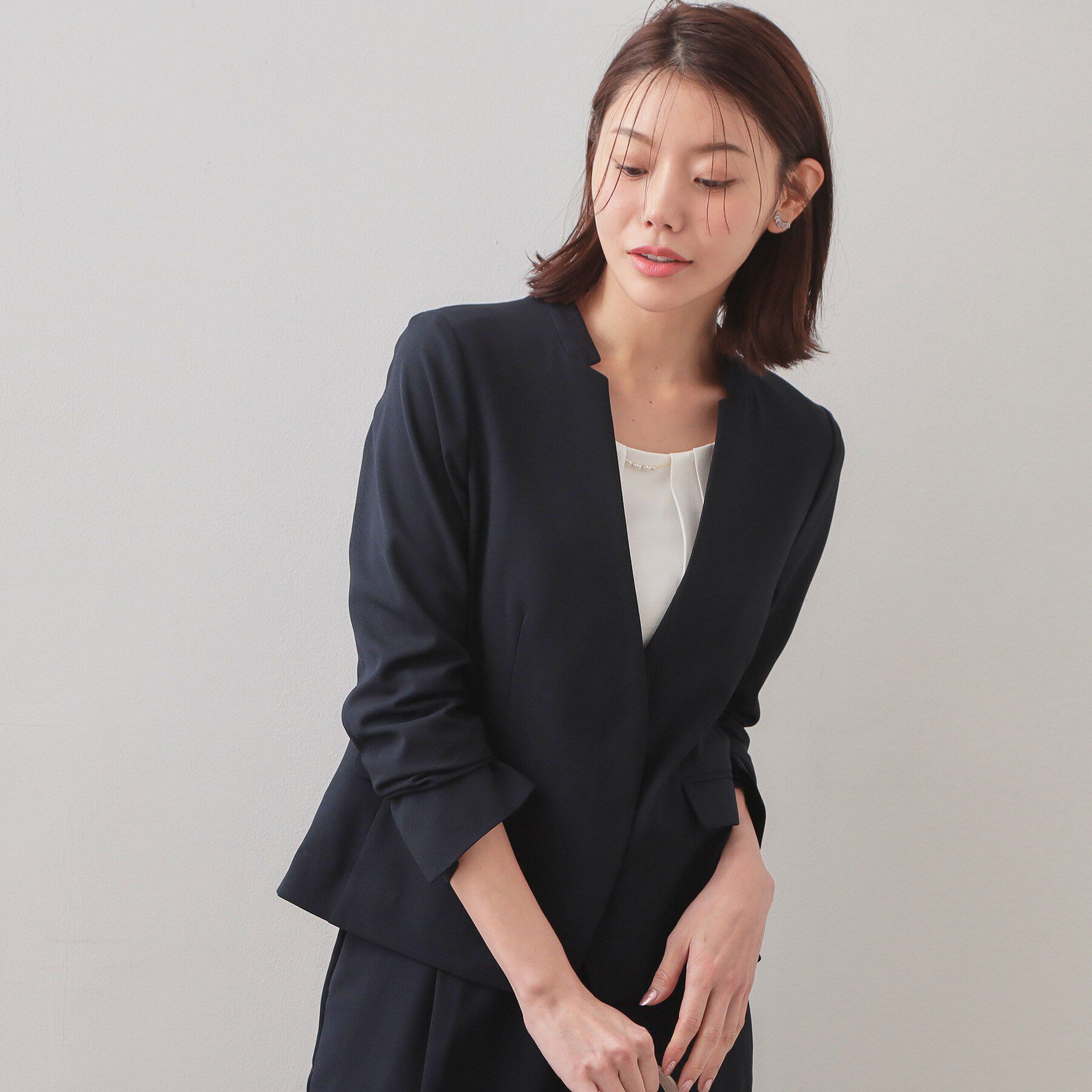 index「ノーカラージャケット/セットアップ対応可【洗える/接触冷感/吸水速乾/防シワ/ストレッチ】」|ノーカラージャケット|