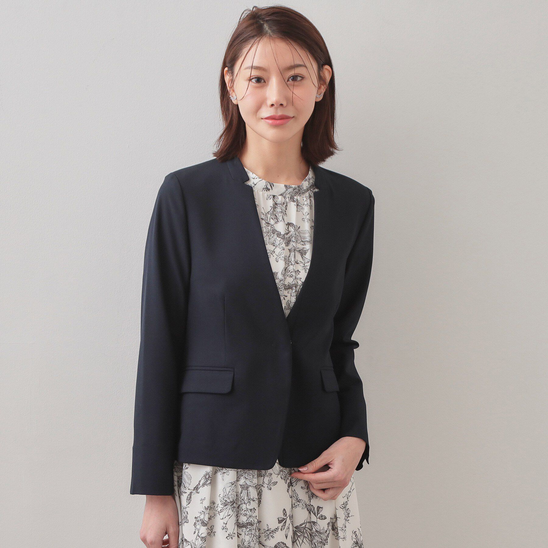 index「ノーカラージャケット/セットアップ対応可【洗える/接触冷感/吸水速乾/防シワ/ストレッチ】」|ノーカラージャケット|