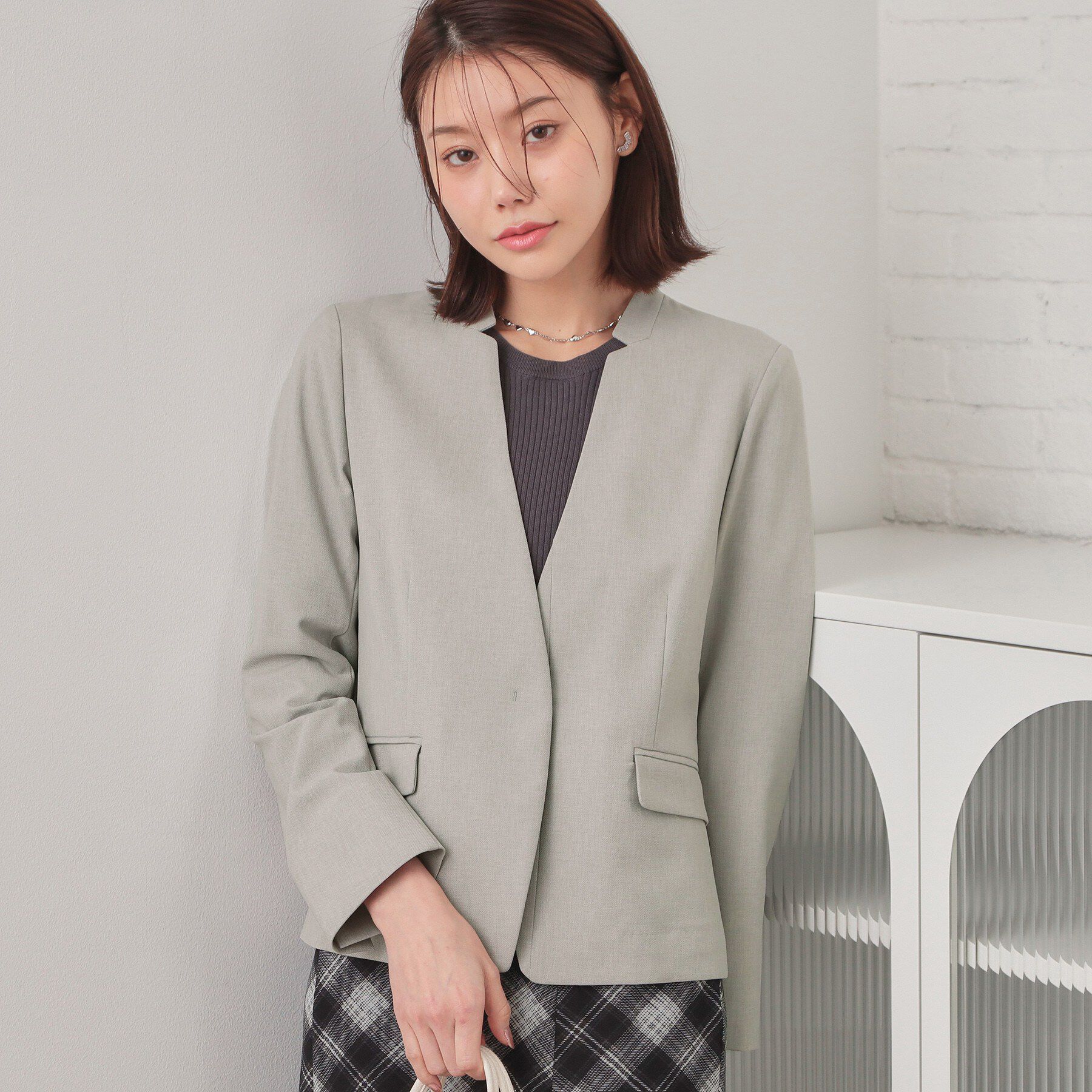 index「ノーカラージャケット/セットアップ対応可【洗える/接触冷感/吸水速乾/防シワ/ストレッチ】」|ノーカラージャケット|