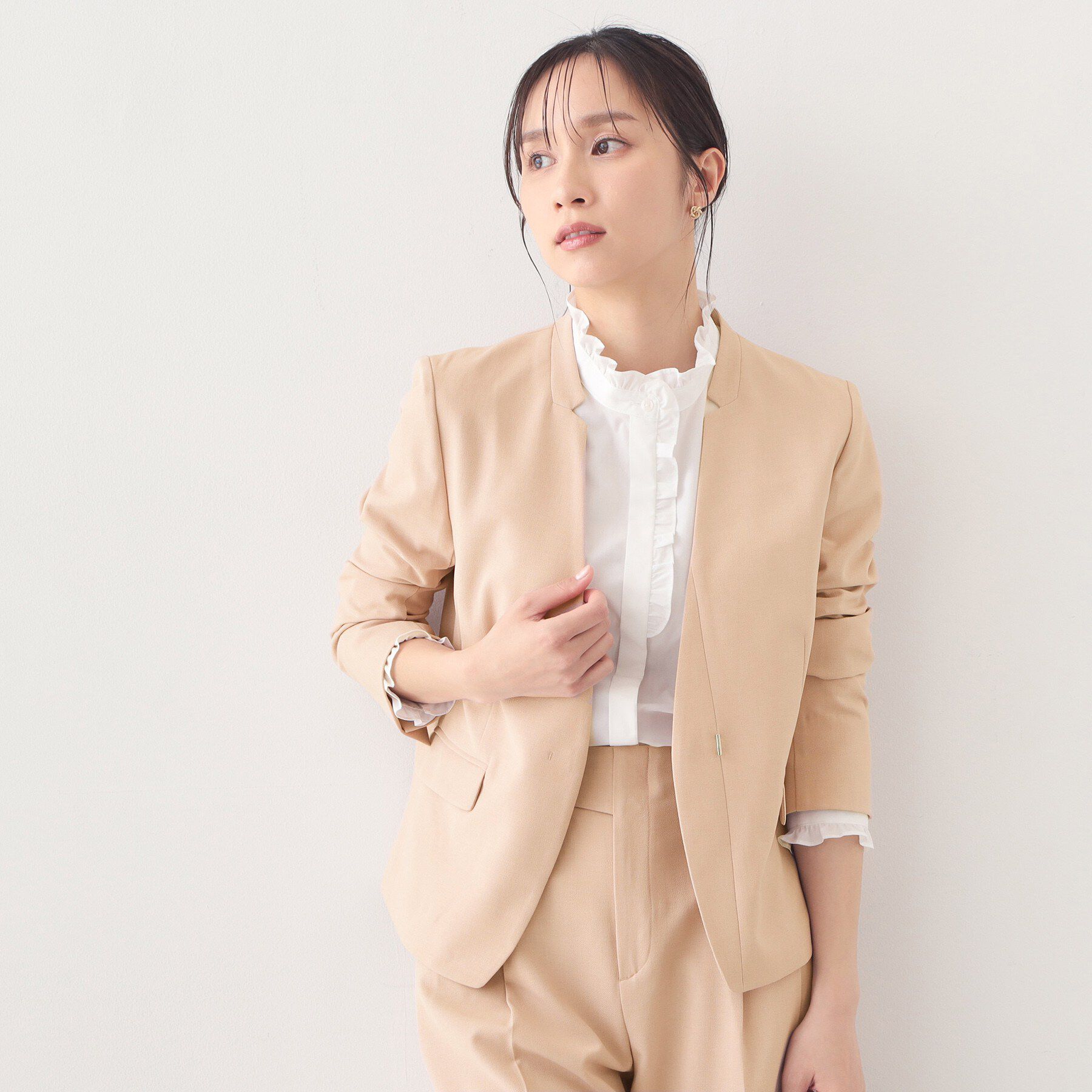 index「ノーカラージャケット/セットアップ対応可【洗える/接触冷感/吸水速乾/防シワ/ストレッチ】」|ノーカラージャケット|オレンジ(865)