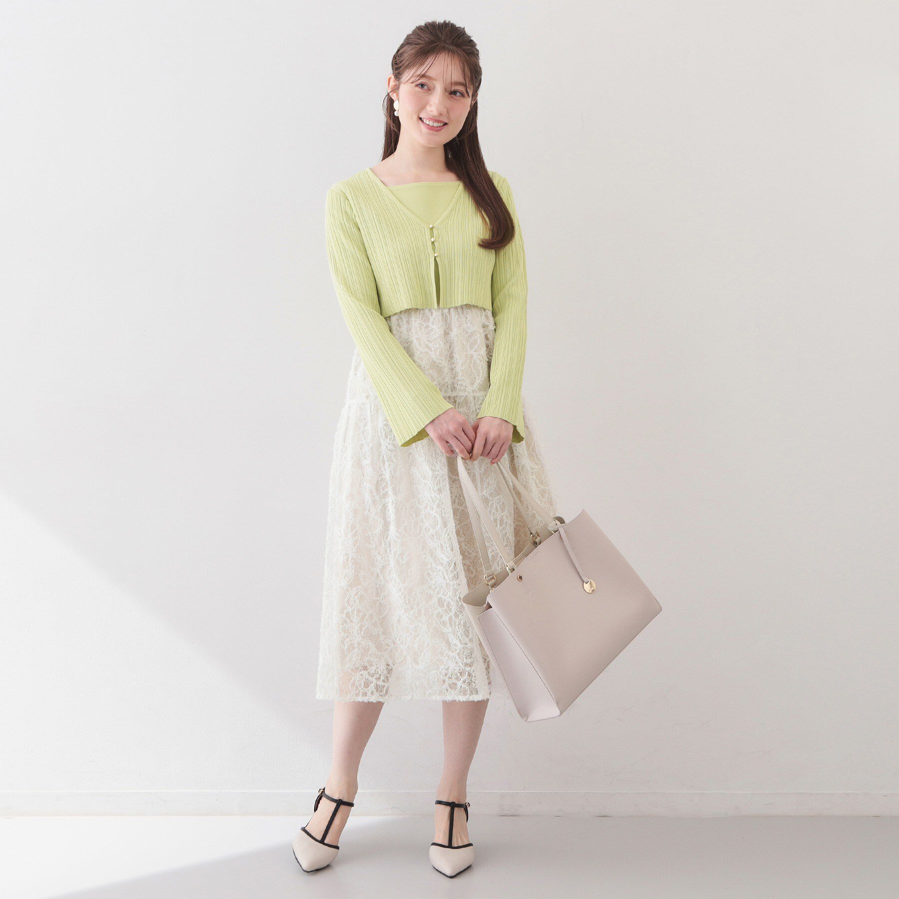 index「《ツインセット》カーディガン&times;ニットドッキングワンピース【洗濯機OK】」|スーツ|