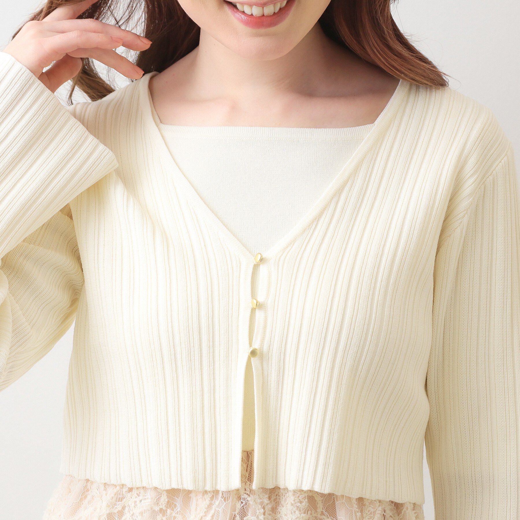 index「《ツインセット》カーディガン&times;ニットドッキングワンピース【洗濯機OK】」|スーツ|