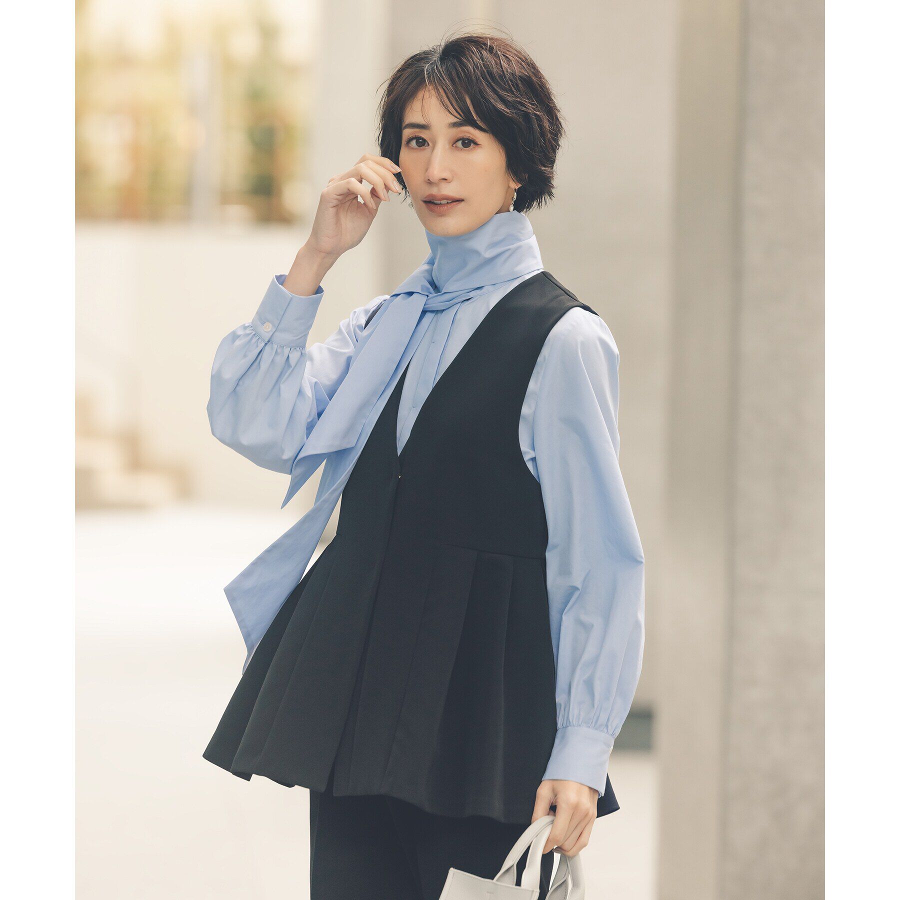 OPAQUE.CLIP「《STORY掲載》ボウタイシャツブラウス/通勤・セレモニー対応【洗濯機洗い可】」|シャツ・ブラウス|