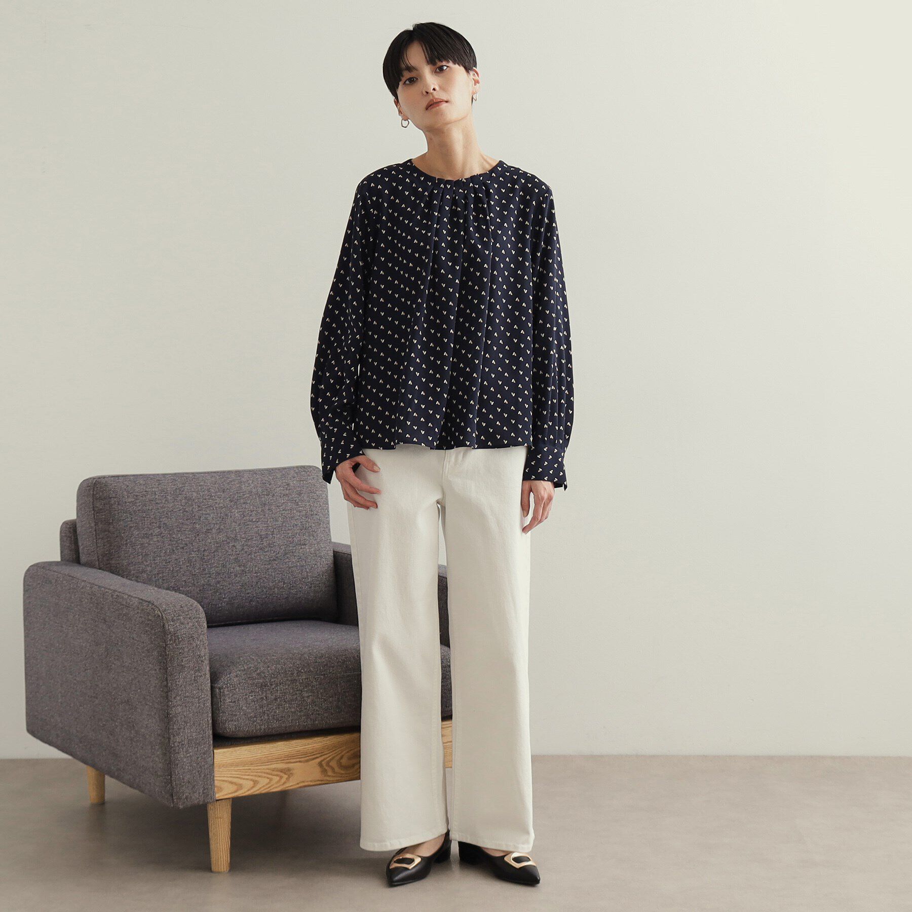 OPAQUE.CLIP「タックジョーゼットブラウス【洗濯機洗い可】」|シャツ・ブラウス|