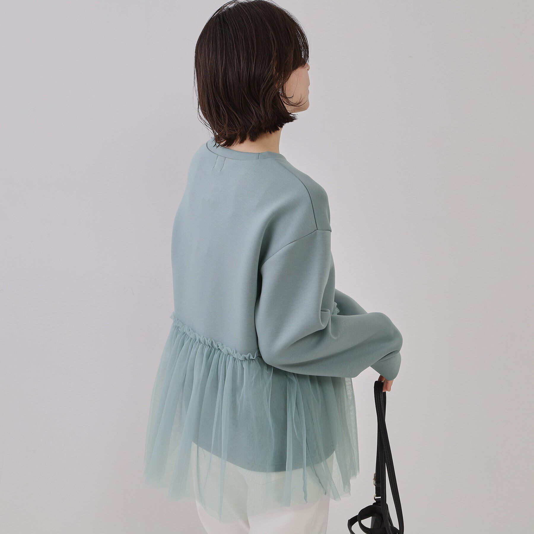 OPAQUE.CLIP「チュールドッキングペプラムトップス【洗濯機洗い可】」|Tシャツ・カットソー|