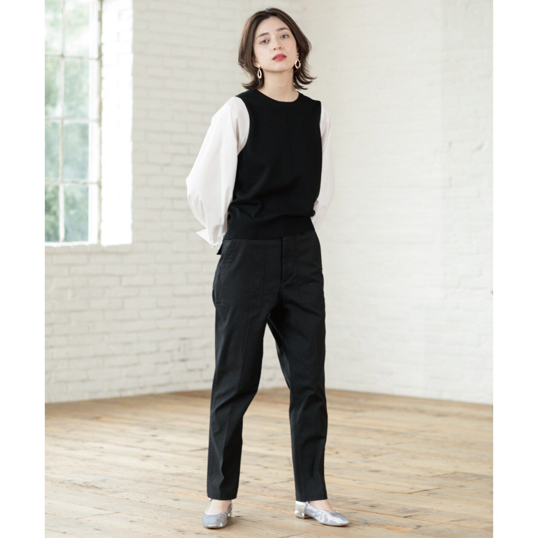 OPAQUE.CLIP「フハクボリュームスリーブドッキングニット【洗濯機洗い可】」|ニット・セーター|