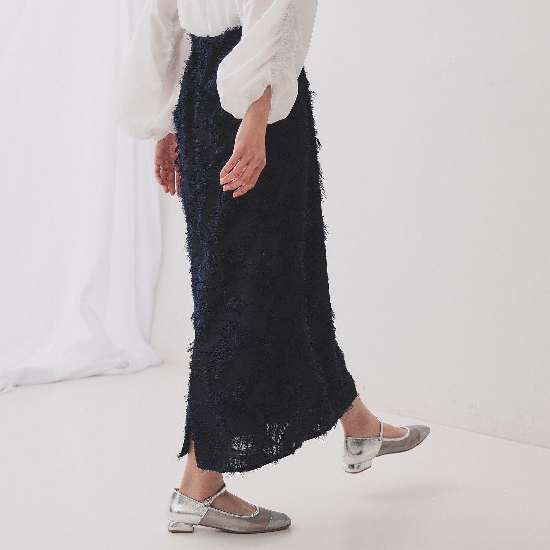 OPAQUE.CLIP「フリンジジャーカードナロースカート【洗える】」|スカート|