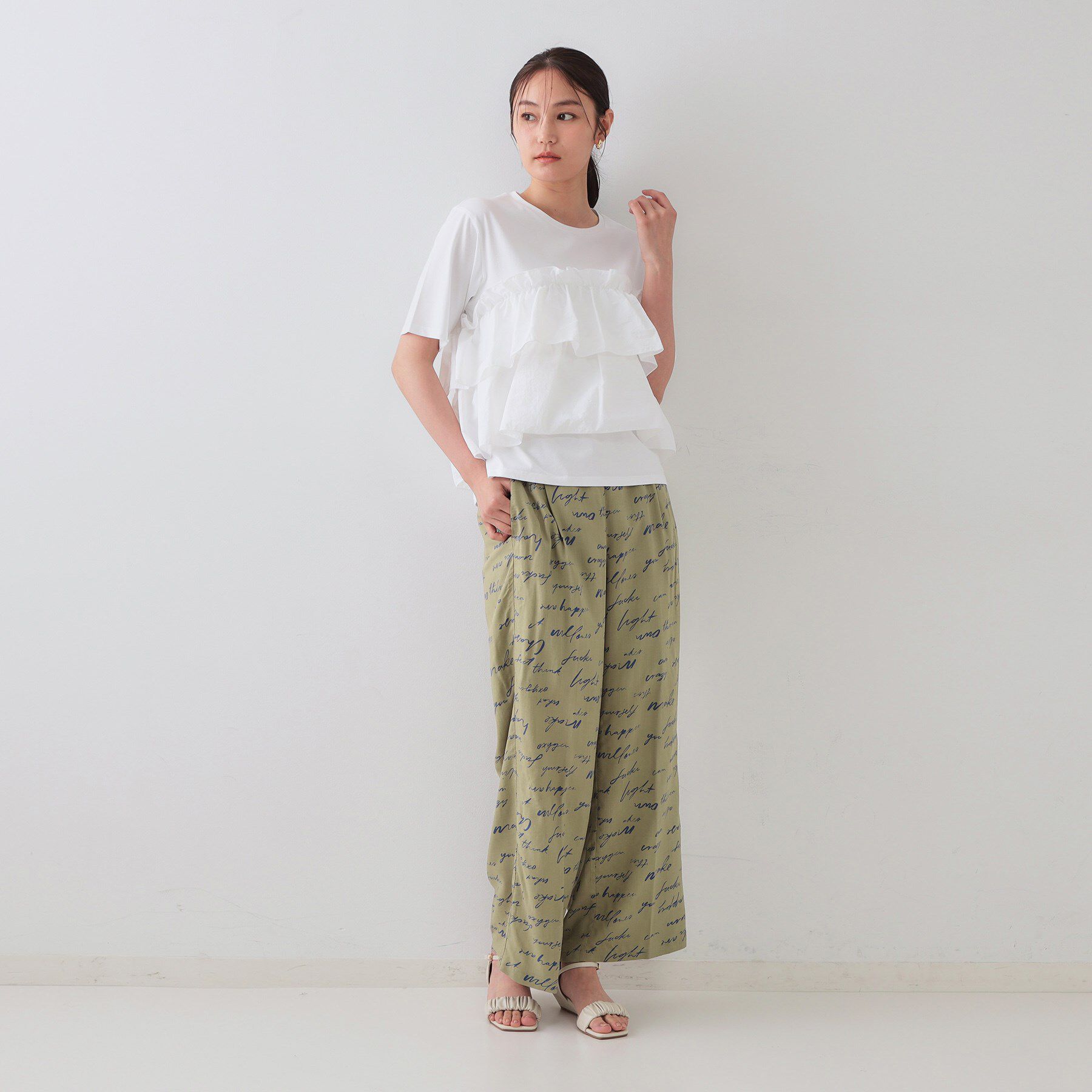 OPAQUE.CLIP「レタープリントイージーワイドパンツ【洗濯機洗い可】」|その他|