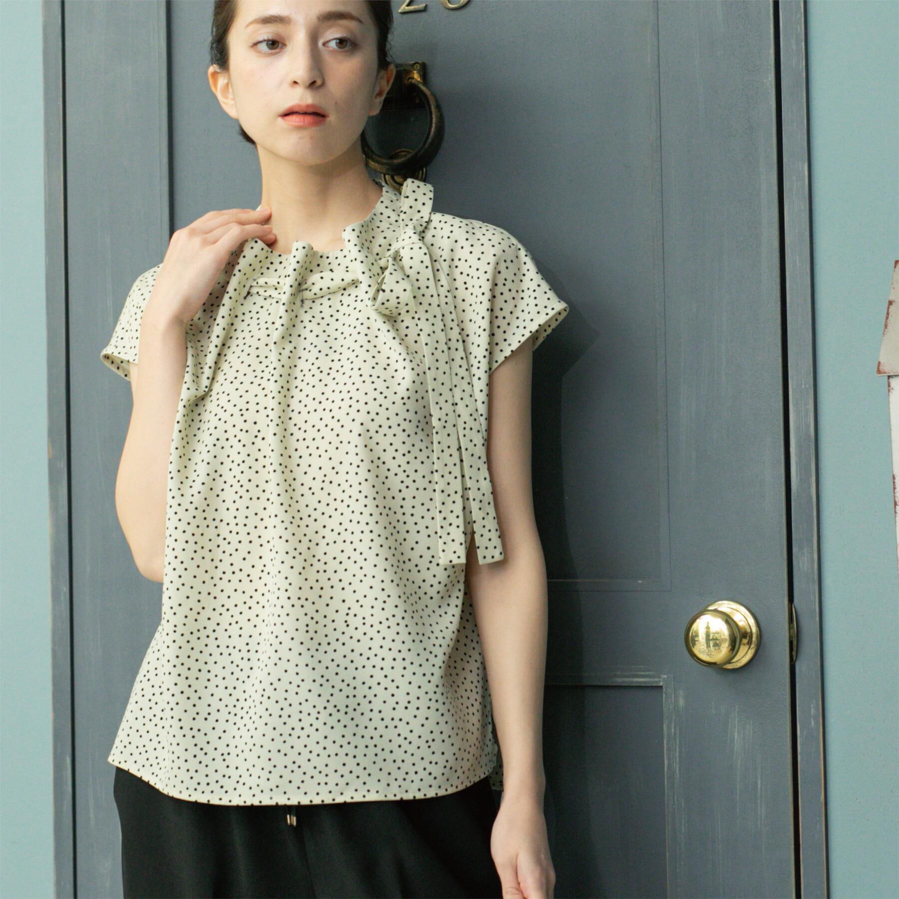 OPAQUE.CLIP「ラッピングボウタイドットブラウス【洗濯機洗い可】」|シャツ・ブラウス|