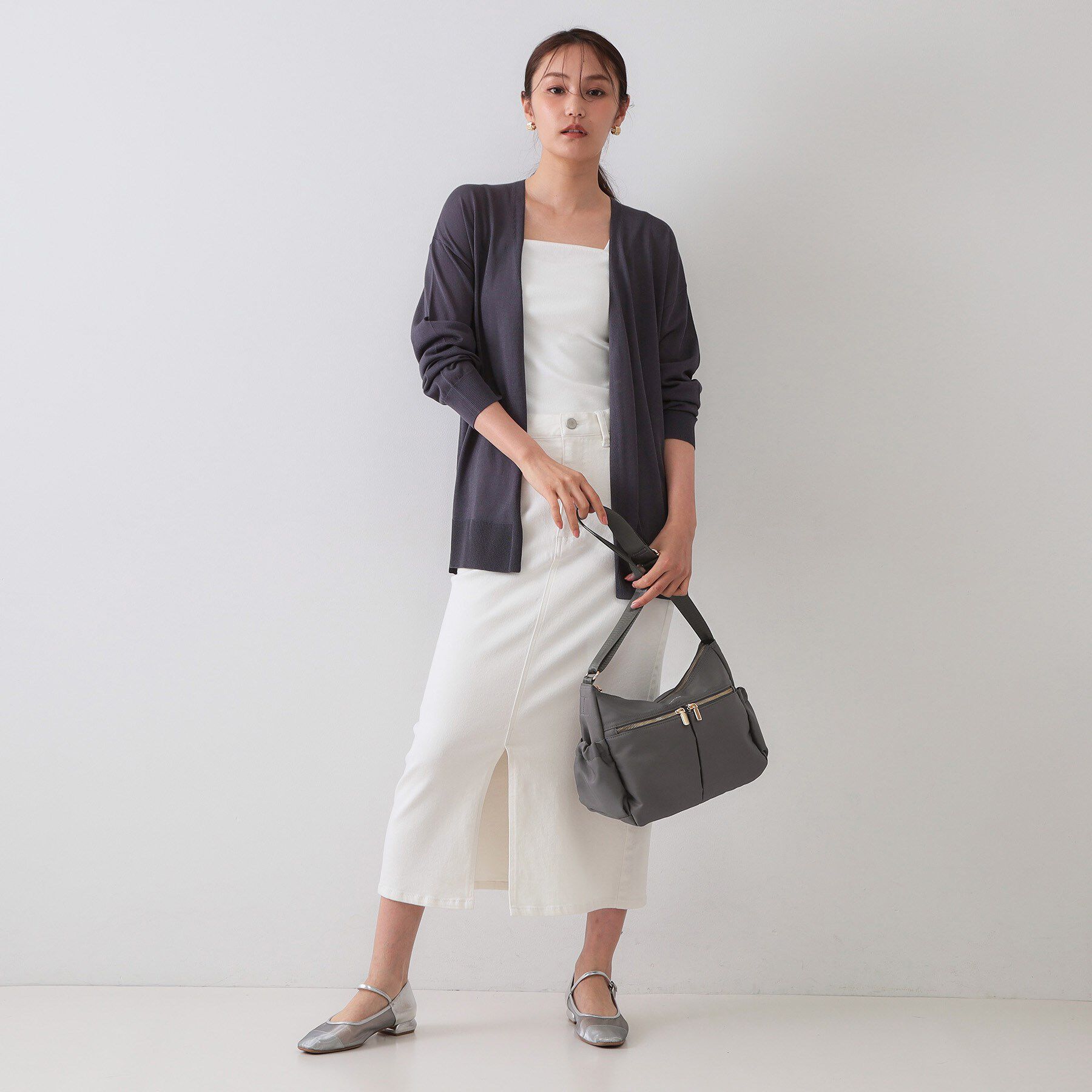 OPAQUE.CLIP「【軽量/撥水加工/多ポケット】ツイルミドルサイズムーンショルダーバッグ」|ショルダー・メッセンジャー|