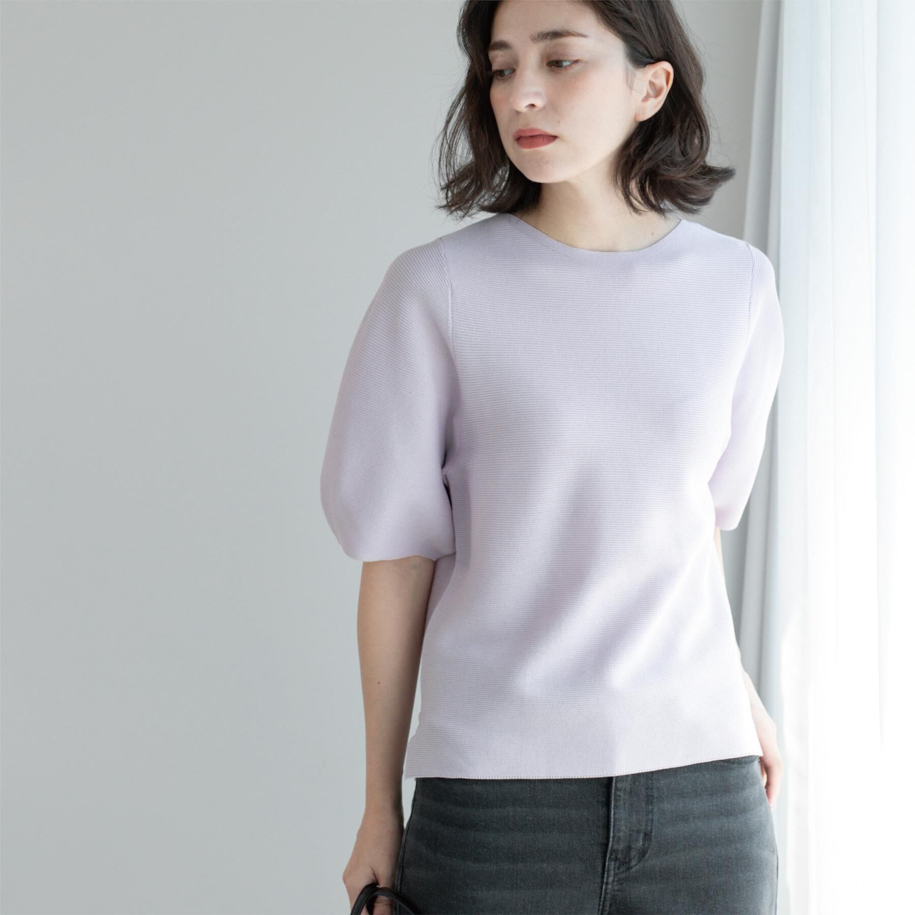 OPAQUE.CLIP「ガーターボリュームスリーブニット【UVケア/洗濯機洗い可】」|ニット・セーター|