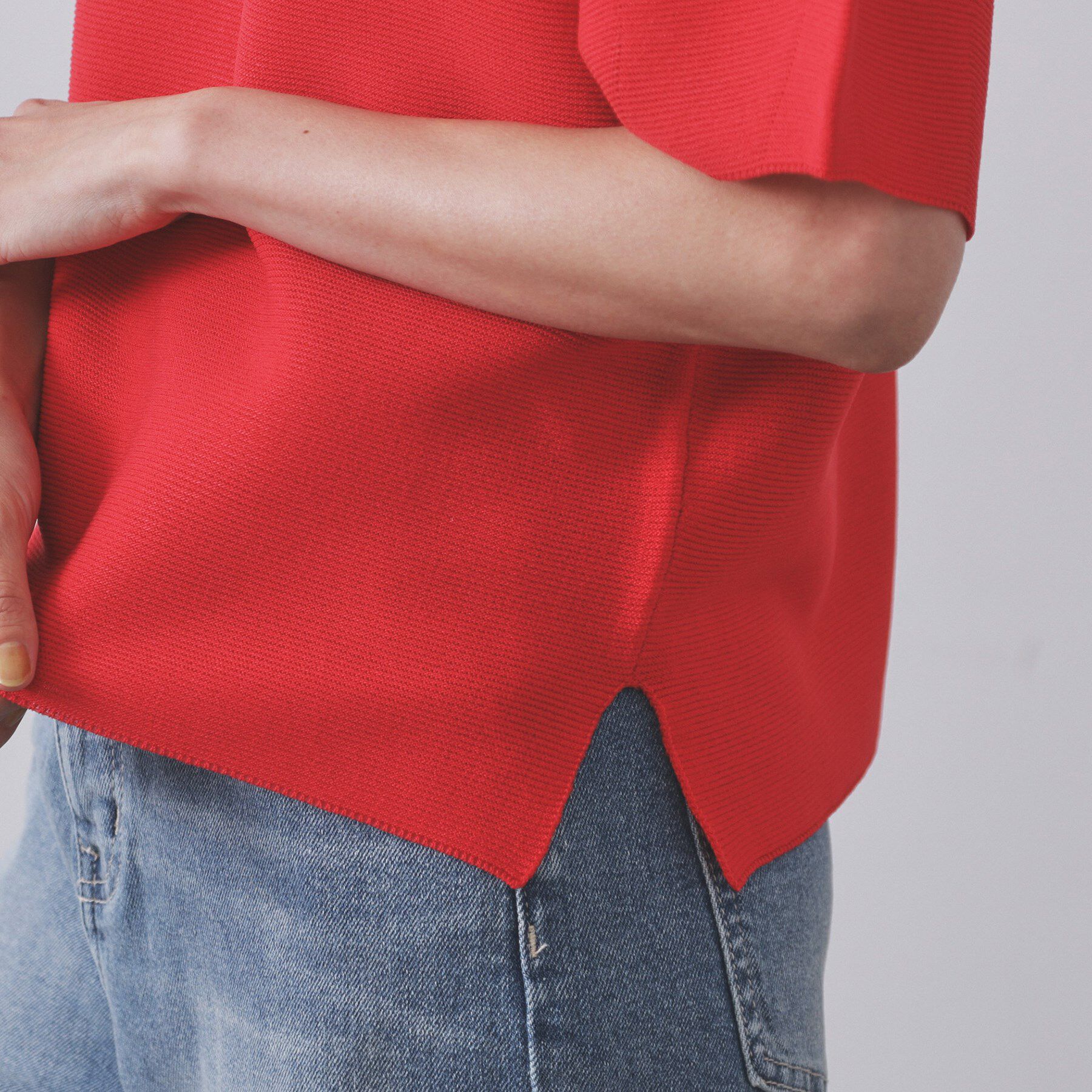 OPAQUE.CLIP「ガーターボリュームスリーブニット【UVケア/洗濯機洗い可】」|ニット・セーター|