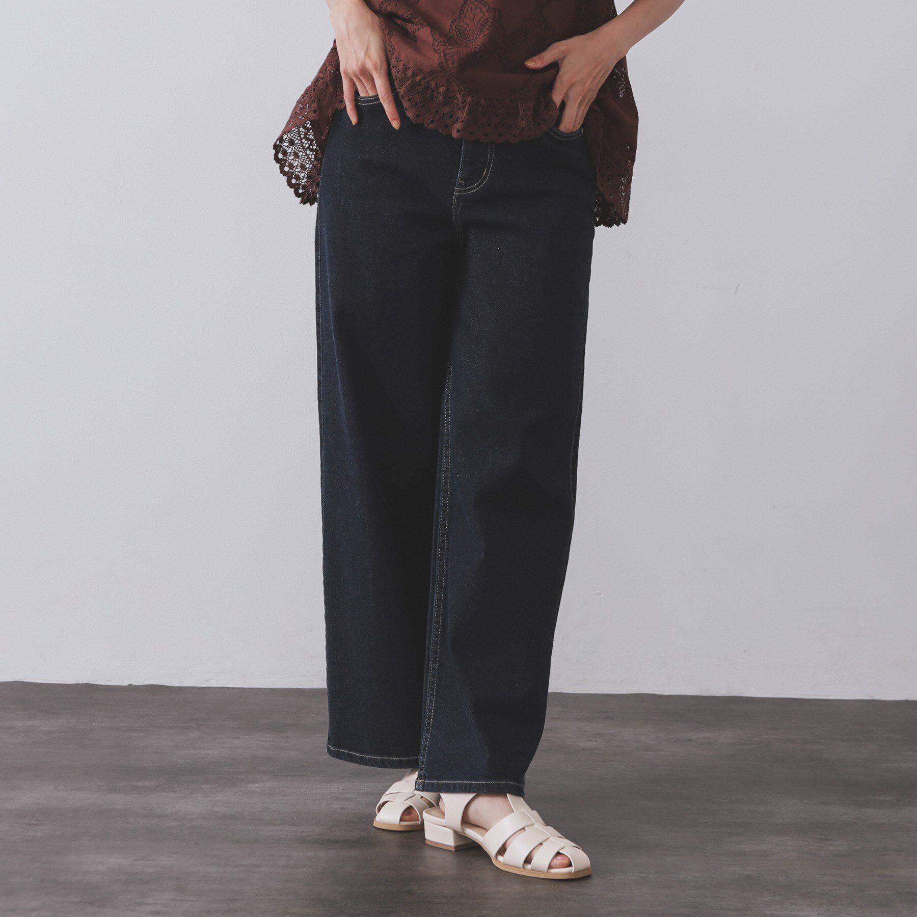 OPAQUE.CLIP「ストレッチバギーデニム【洗濯機洗い可】《SS～LL》」|デニム|