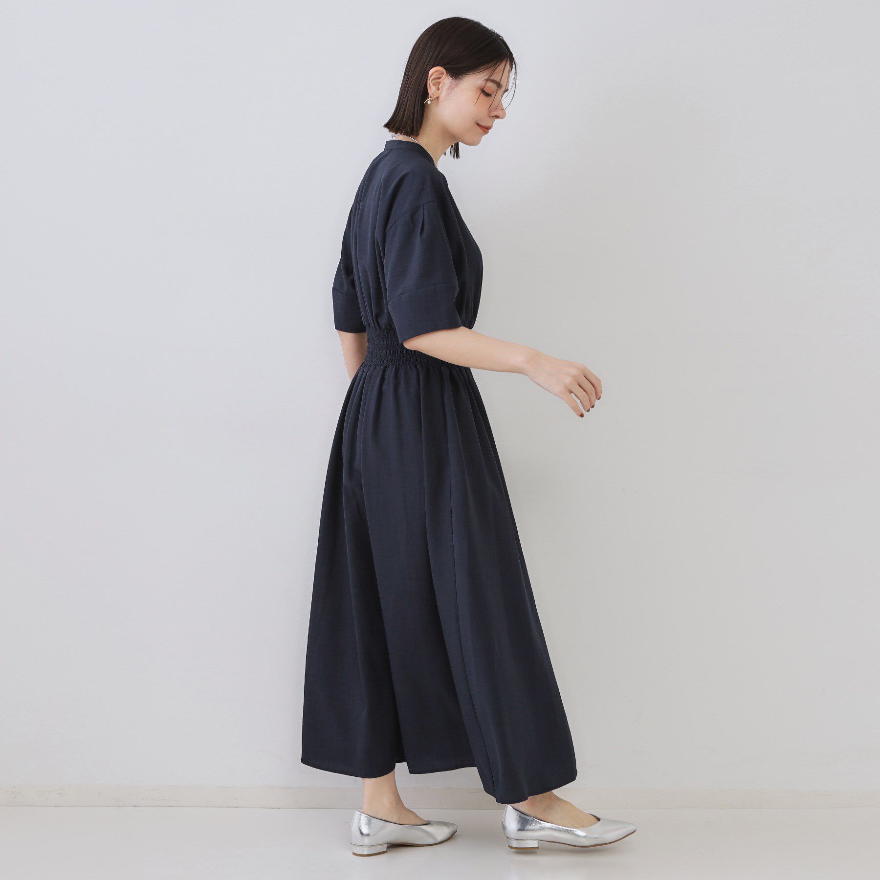 OPAQUE.CLIP「リネンライクスキッパーフィット＆フレアワンピース【洗濯機洗い可】」|ワンピース|