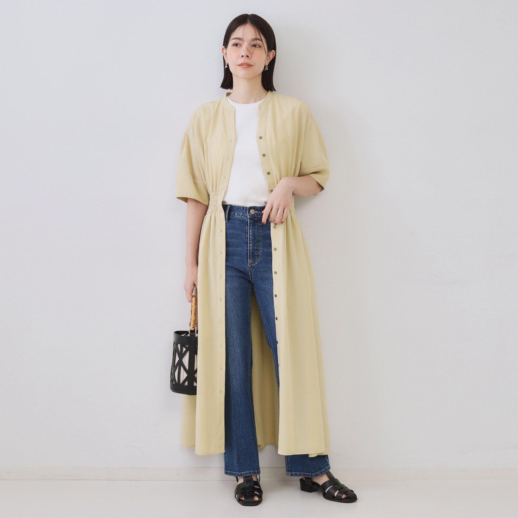 OPAQUE.CLIP「リネンライクスキッパーフィット＆フレアワンピース【洗濯機洗い可】」|ワンピース|