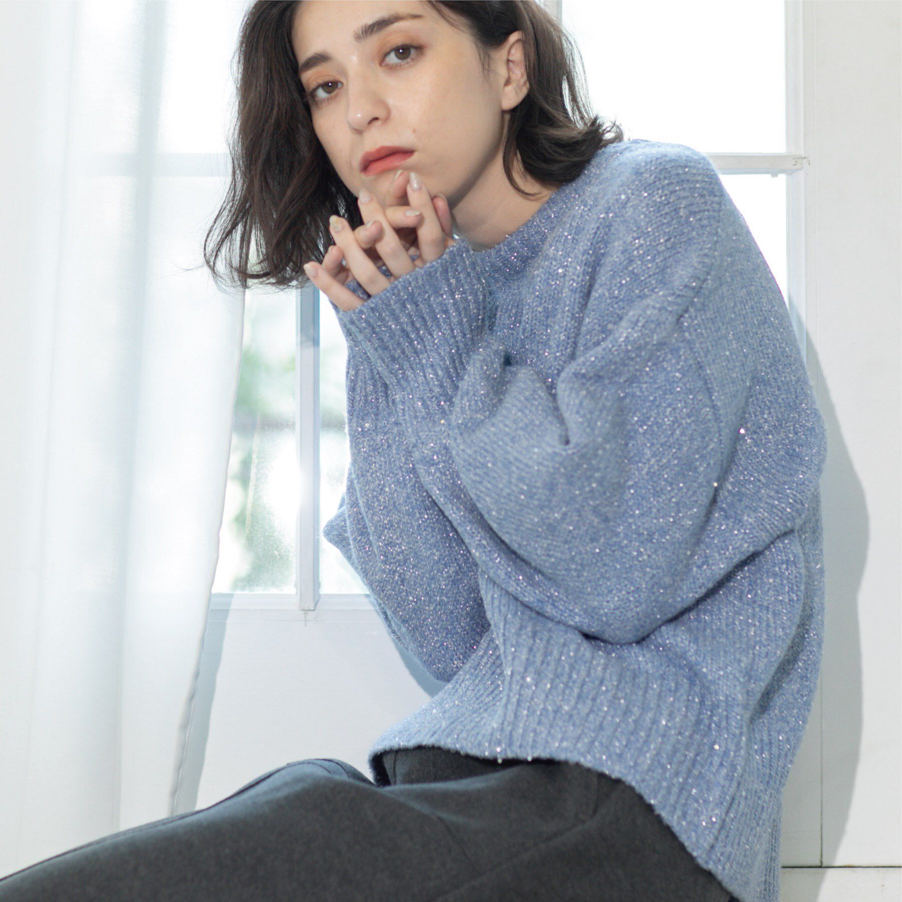 OPAQUE.CLIP「スパンコールラメニット【洗える】」|ニット・セーター|